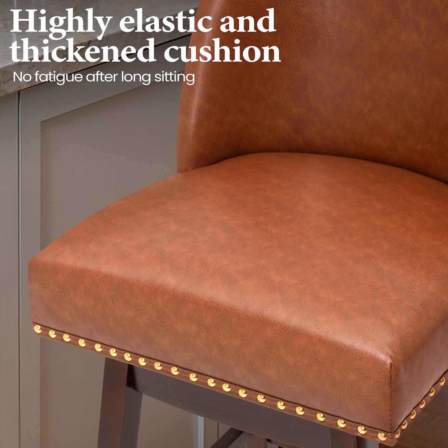 30.6" Swivel Faux Leather Bar Stool Set of 2 with Backrest