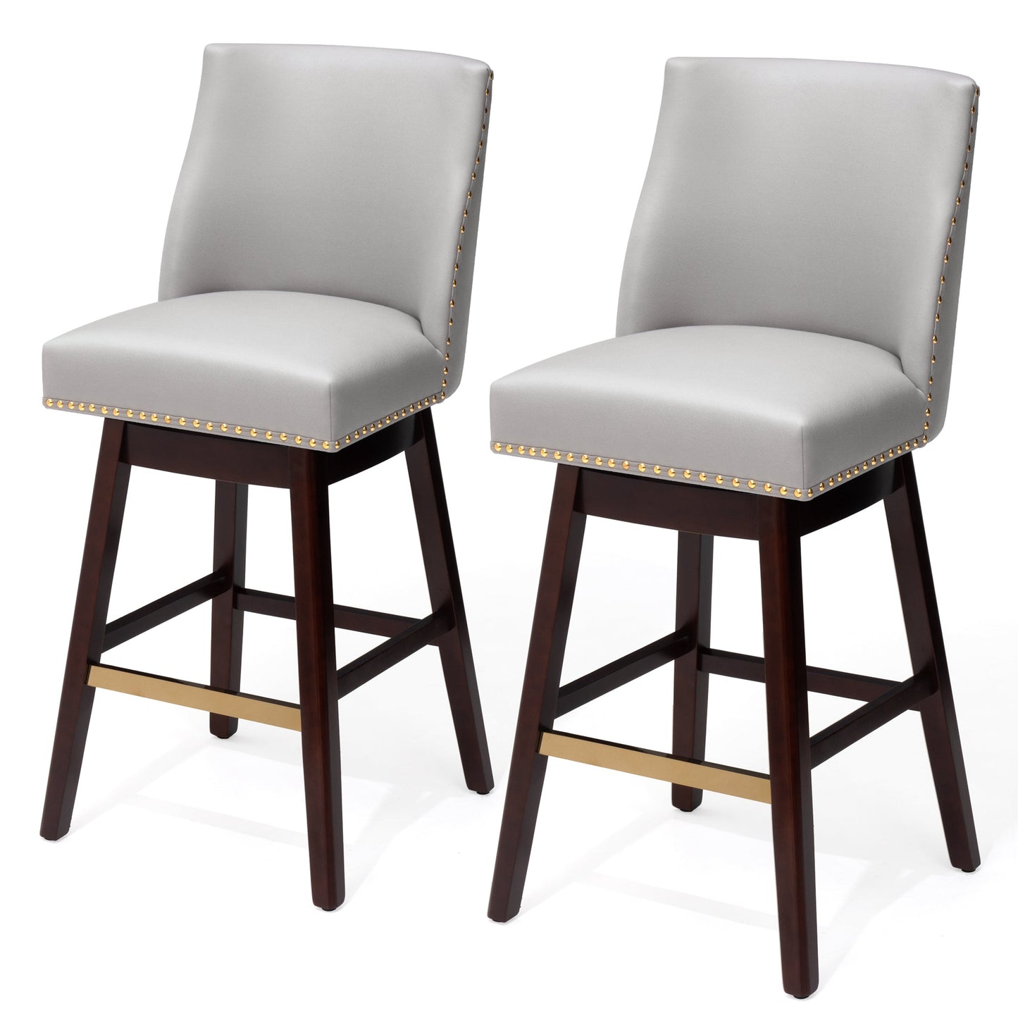 30.6" Swivel Faux Leather Bar Stool Set of 2 with Backrest