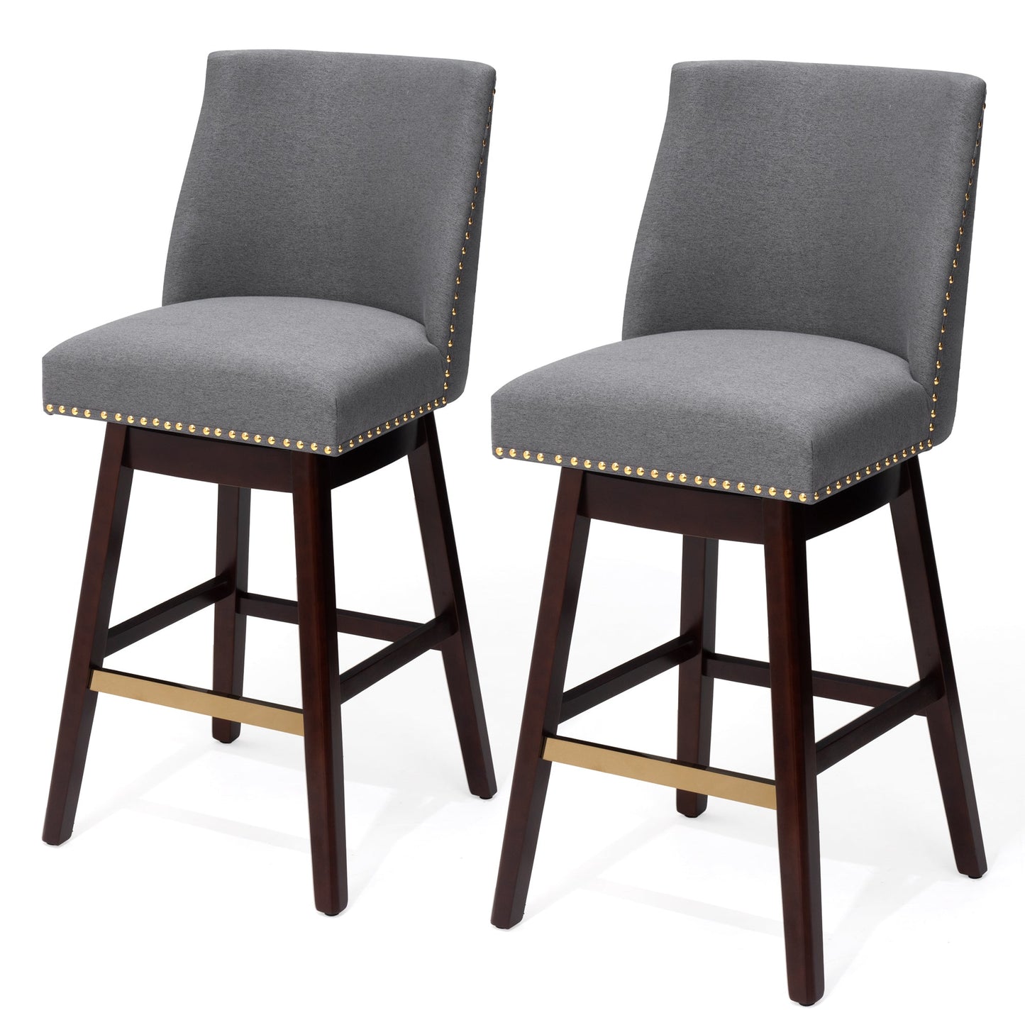 30.6" Swivel Faux Leather Bar Stool Set of 2 with Backrest