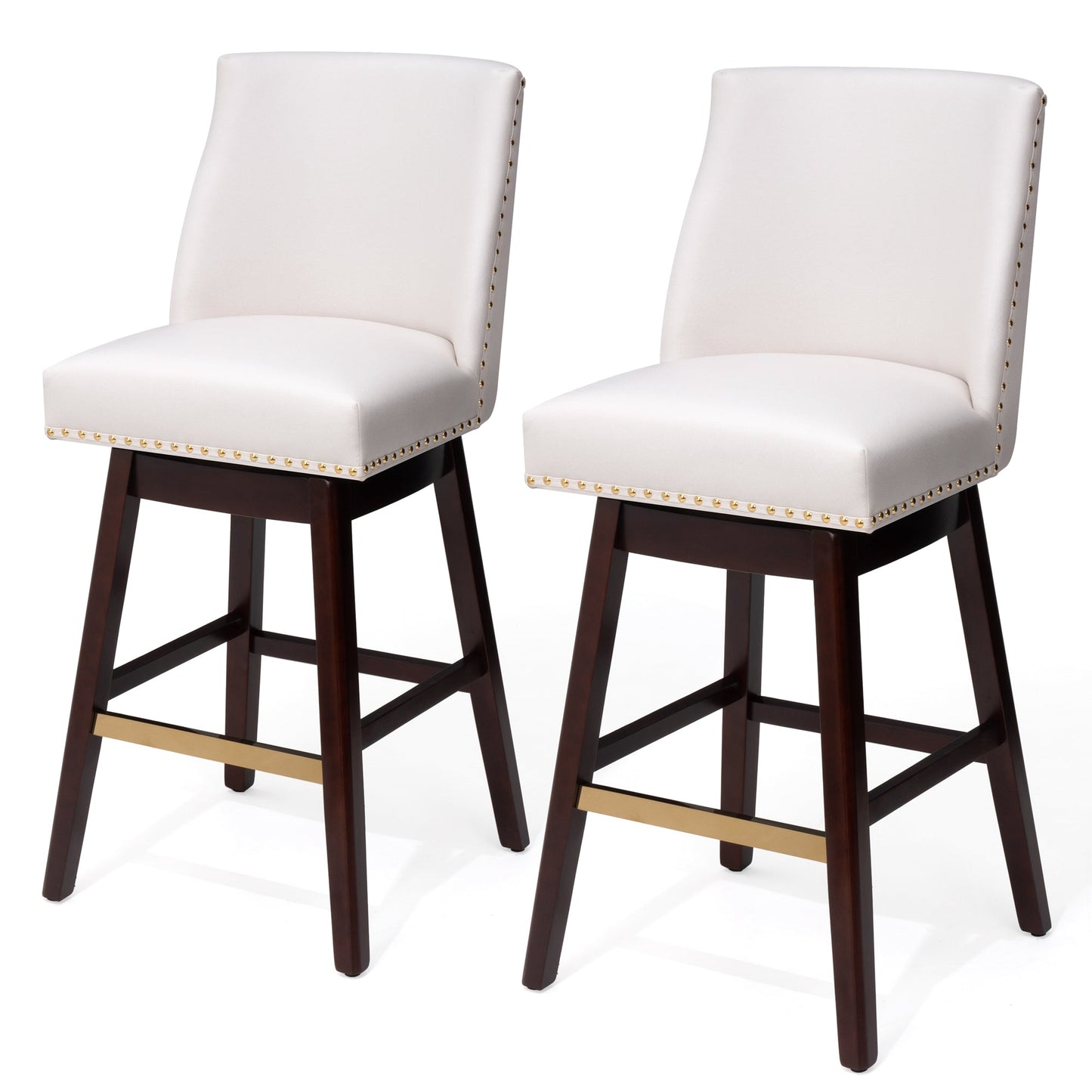 30.6" Swivel Faux Leather Bar Stool Set of 2 with Backrest