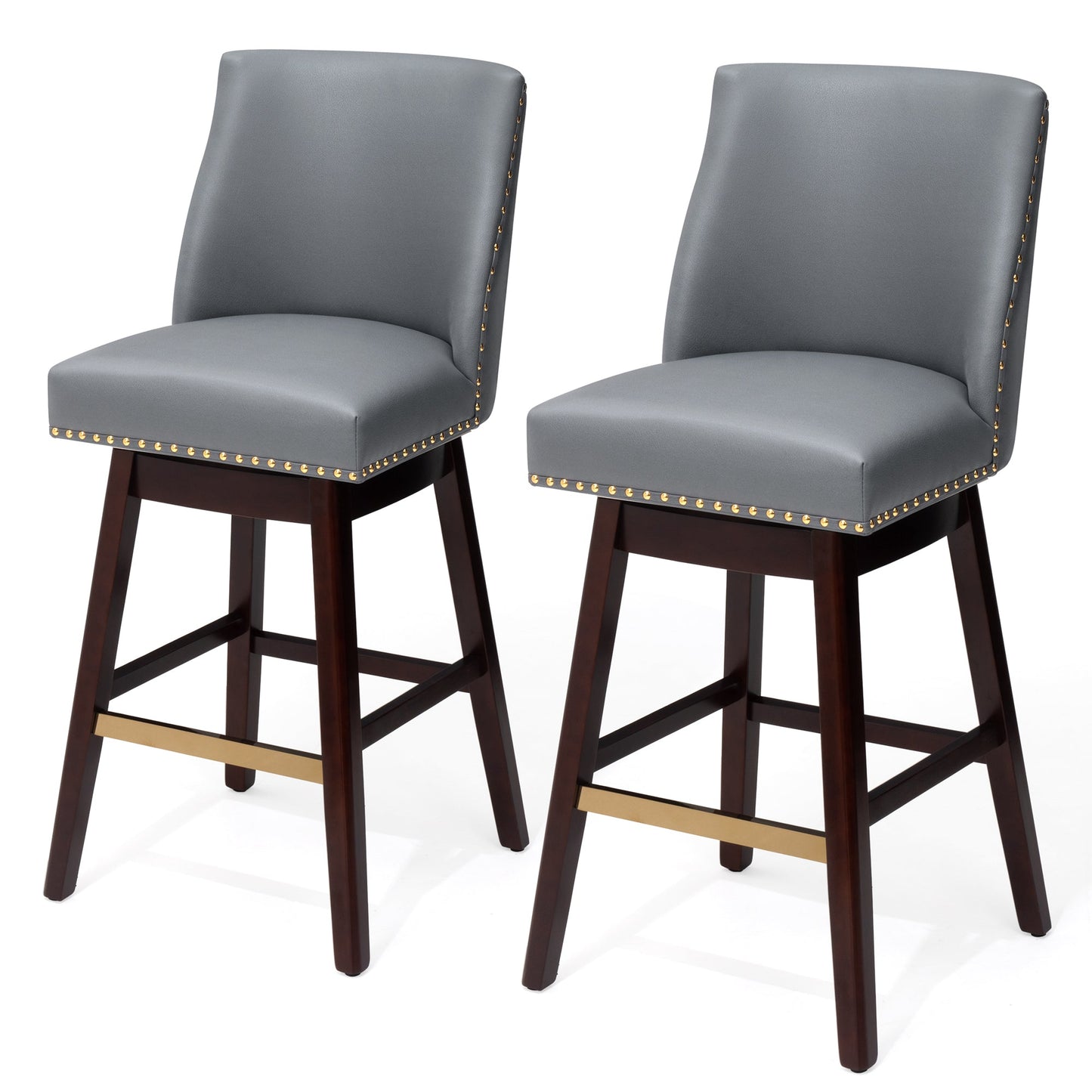 30.6" Swivel Faux Leather Bar Stool Set of 2 with Backrest