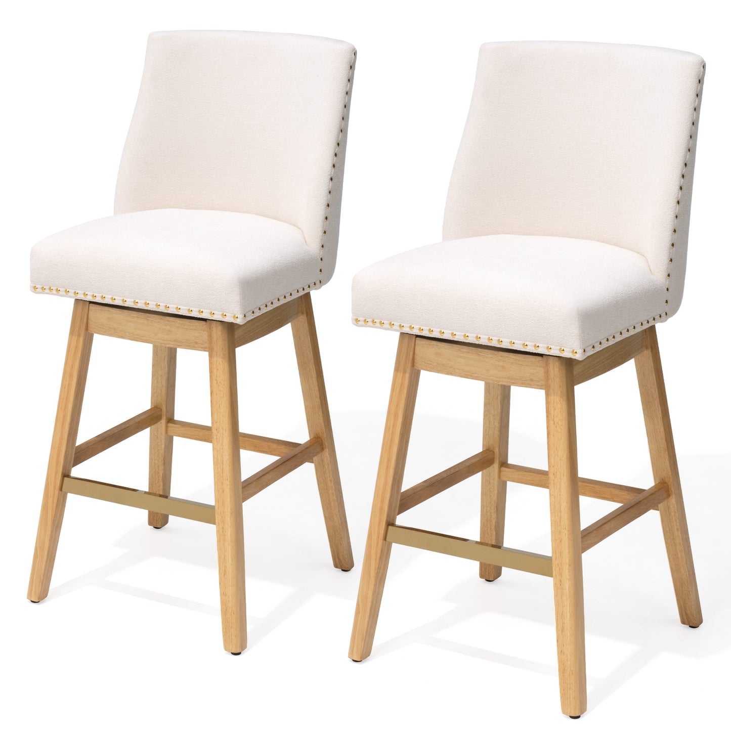 30.6" Swivel Faux Leather Bar Stool Set of 2 with Backrest