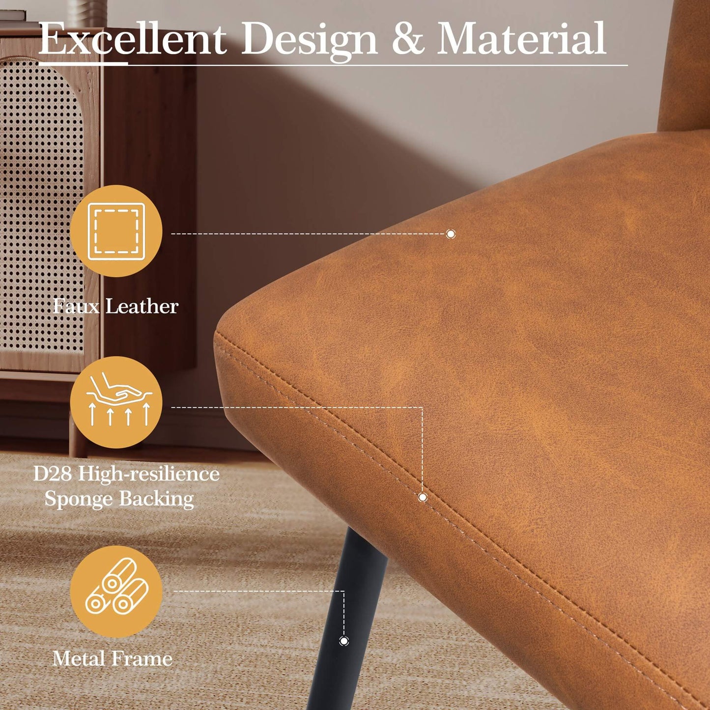 26.8" Swivel Faux Leather Counter Stool Set of 2