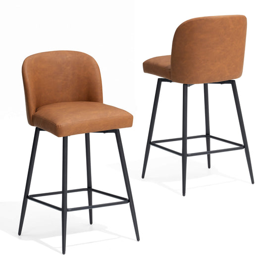 26.8" Swivel Faux Leather Counter Stool Set of 2