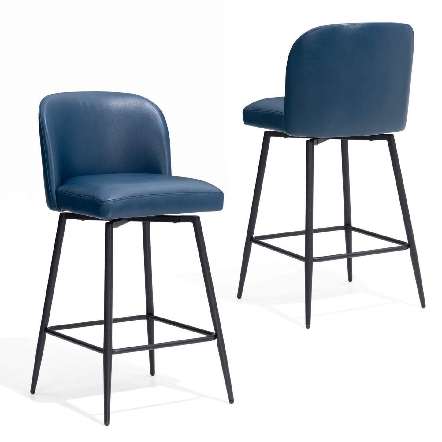 26.8" Swivel Faux Leather Counter Stool Set of 2
