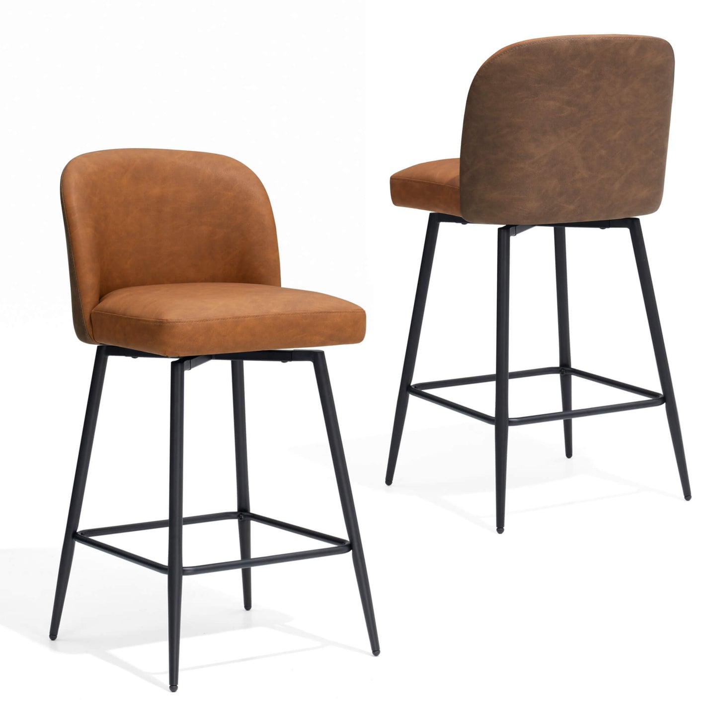 26.8" Swivel Faux Leather Counter Stool Set of 2
