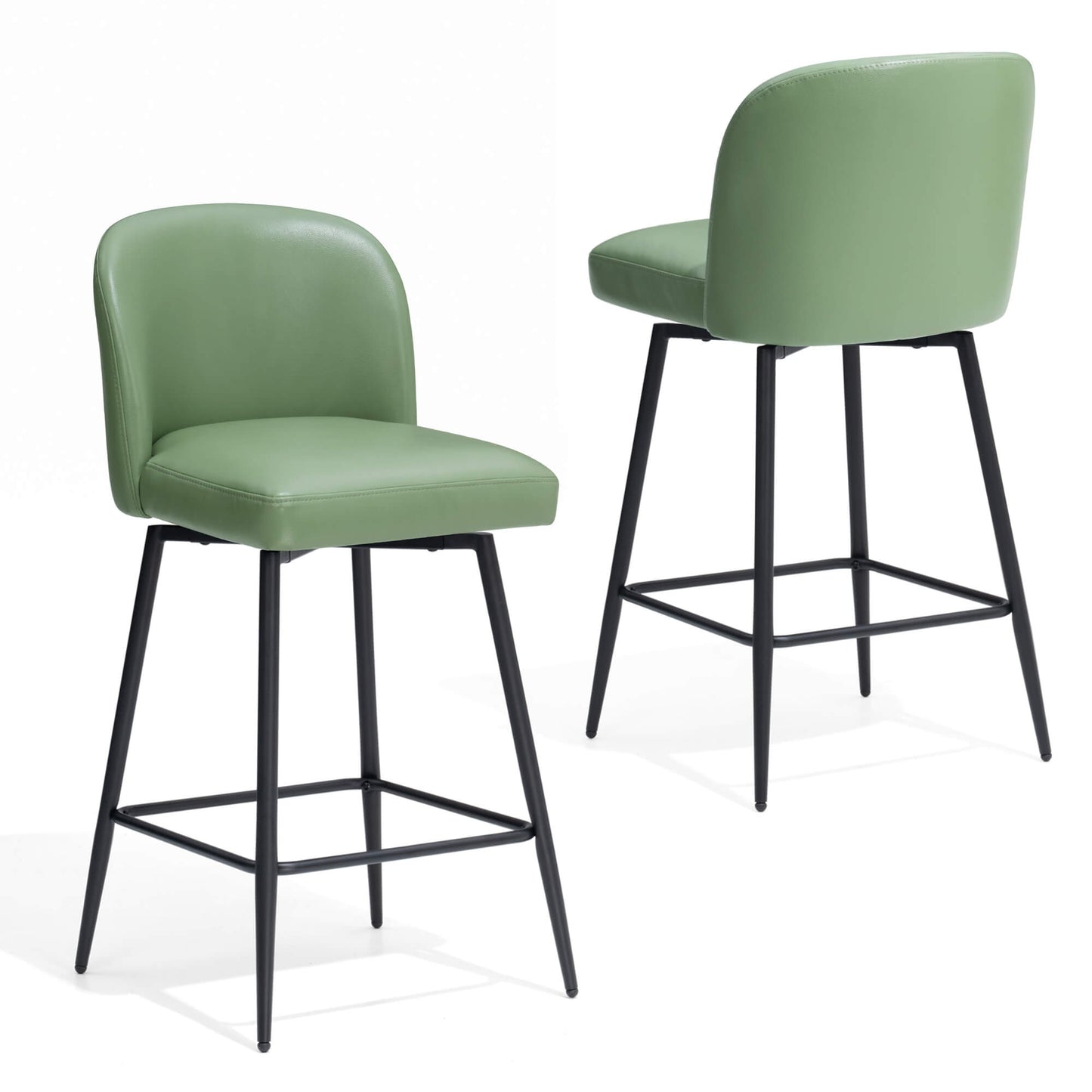 26.8" Swivel Faux Leather Counter Stool Set of 2