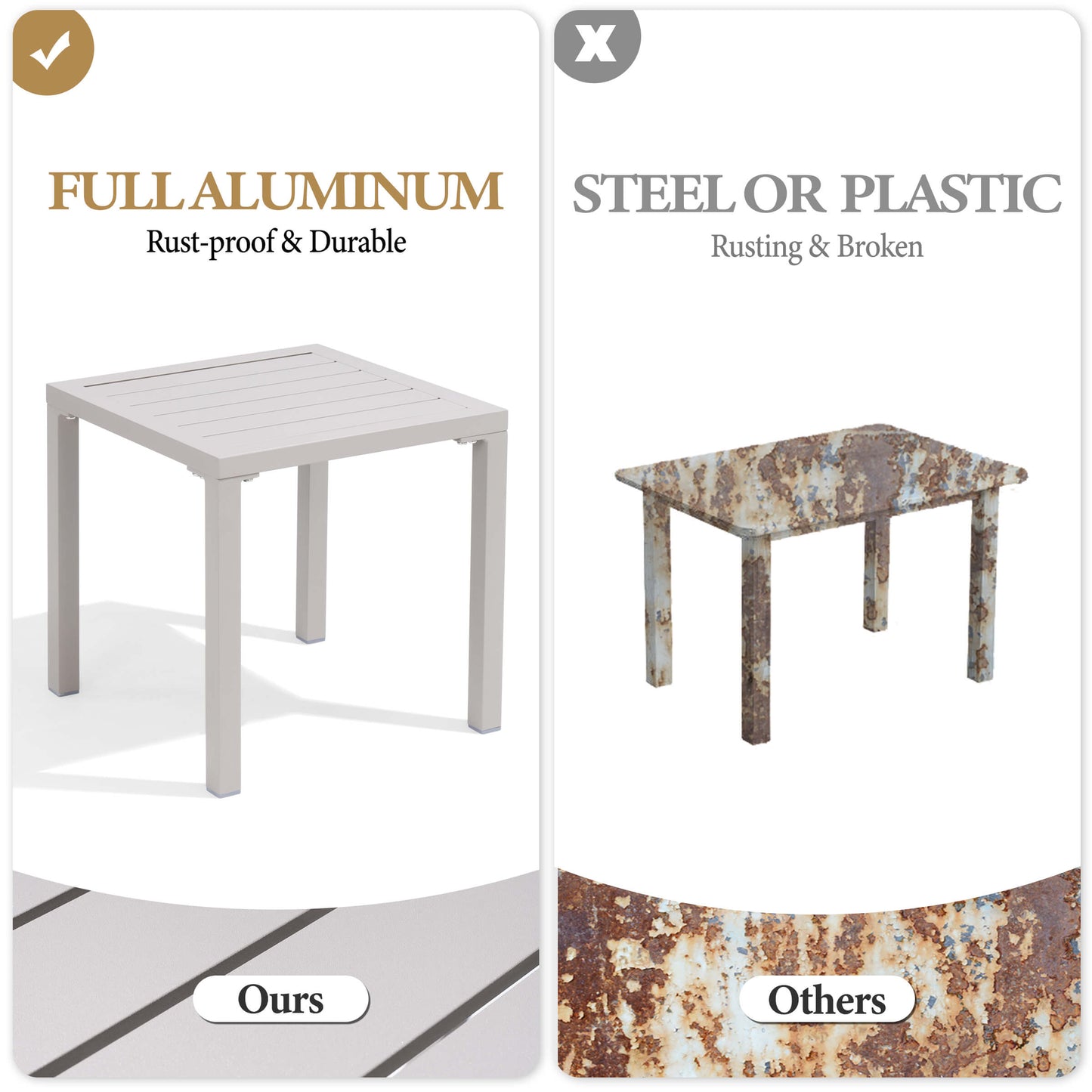 16x16" Aluminum Outdoor Square Side Table
