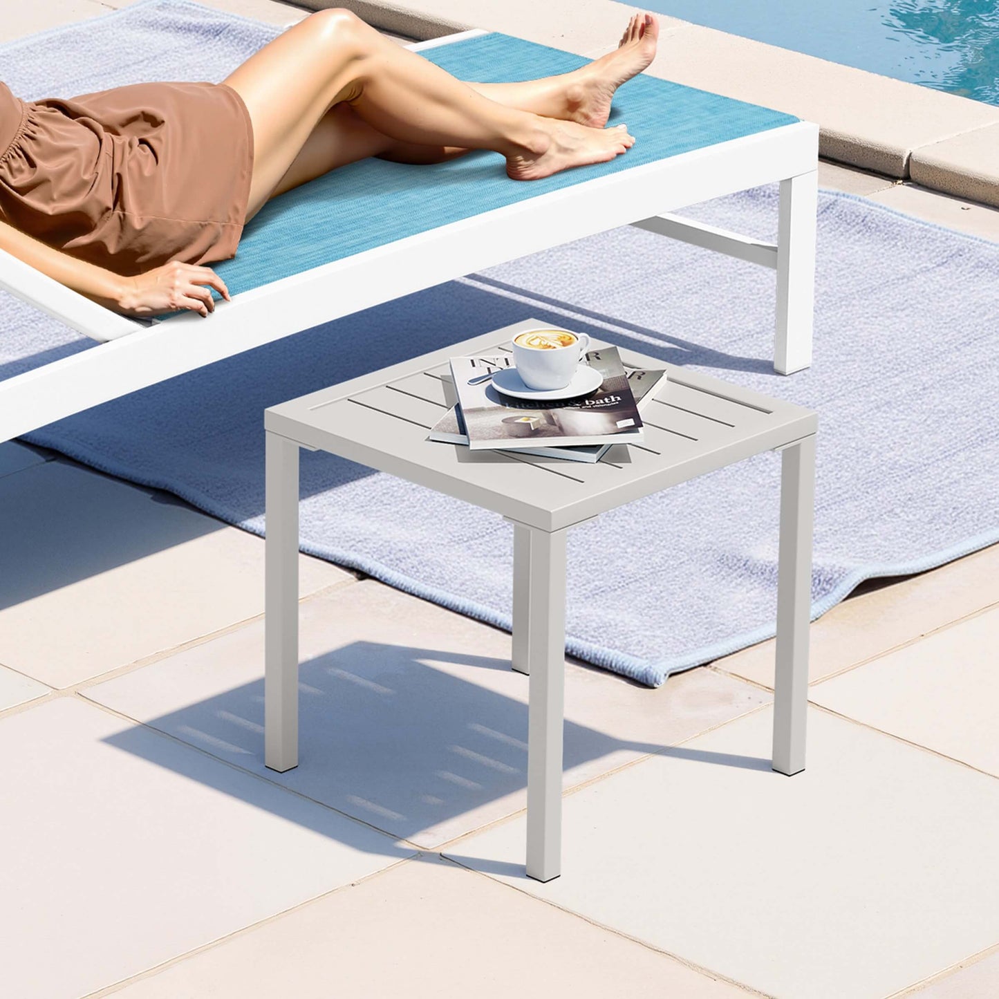 16x16" Aluminum Outdoor Square Side Table
