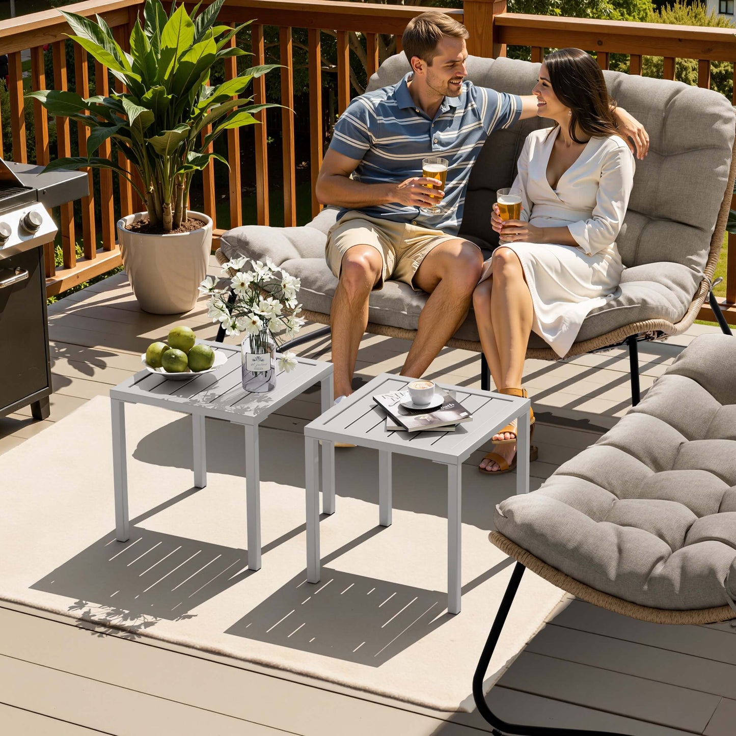 16x16" Aluminum Outdoor Square Side Table