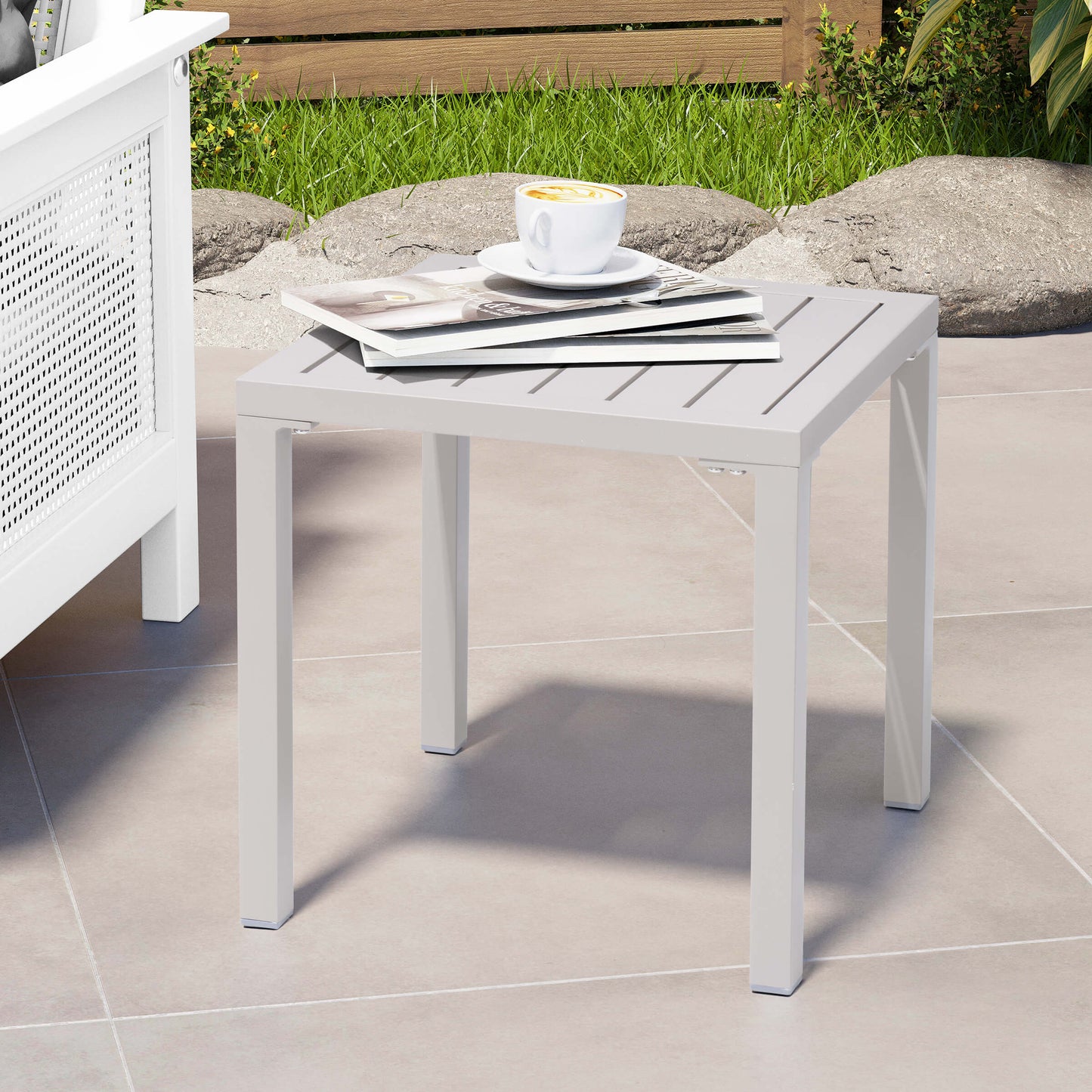 16x16" Aluminum Outdoor Square Side Table