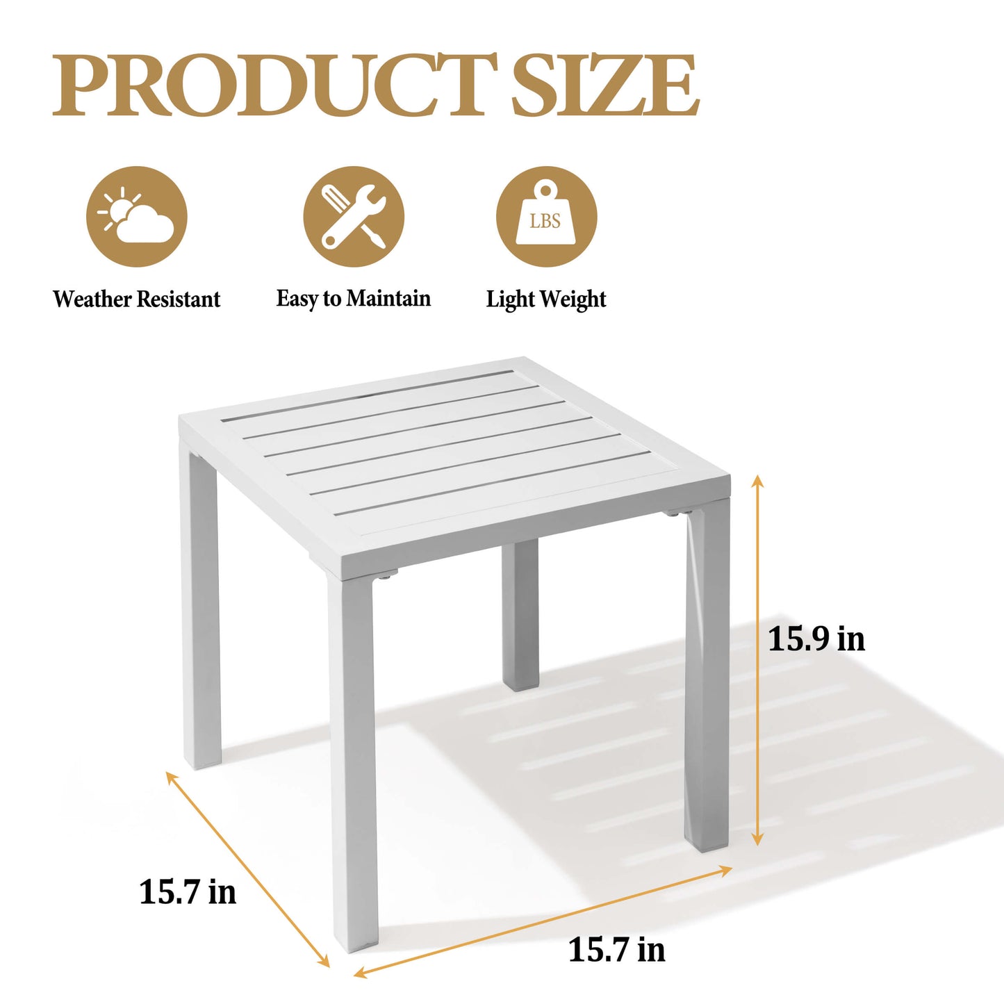 16x16" Aluminum Outdoor Square Side Table
