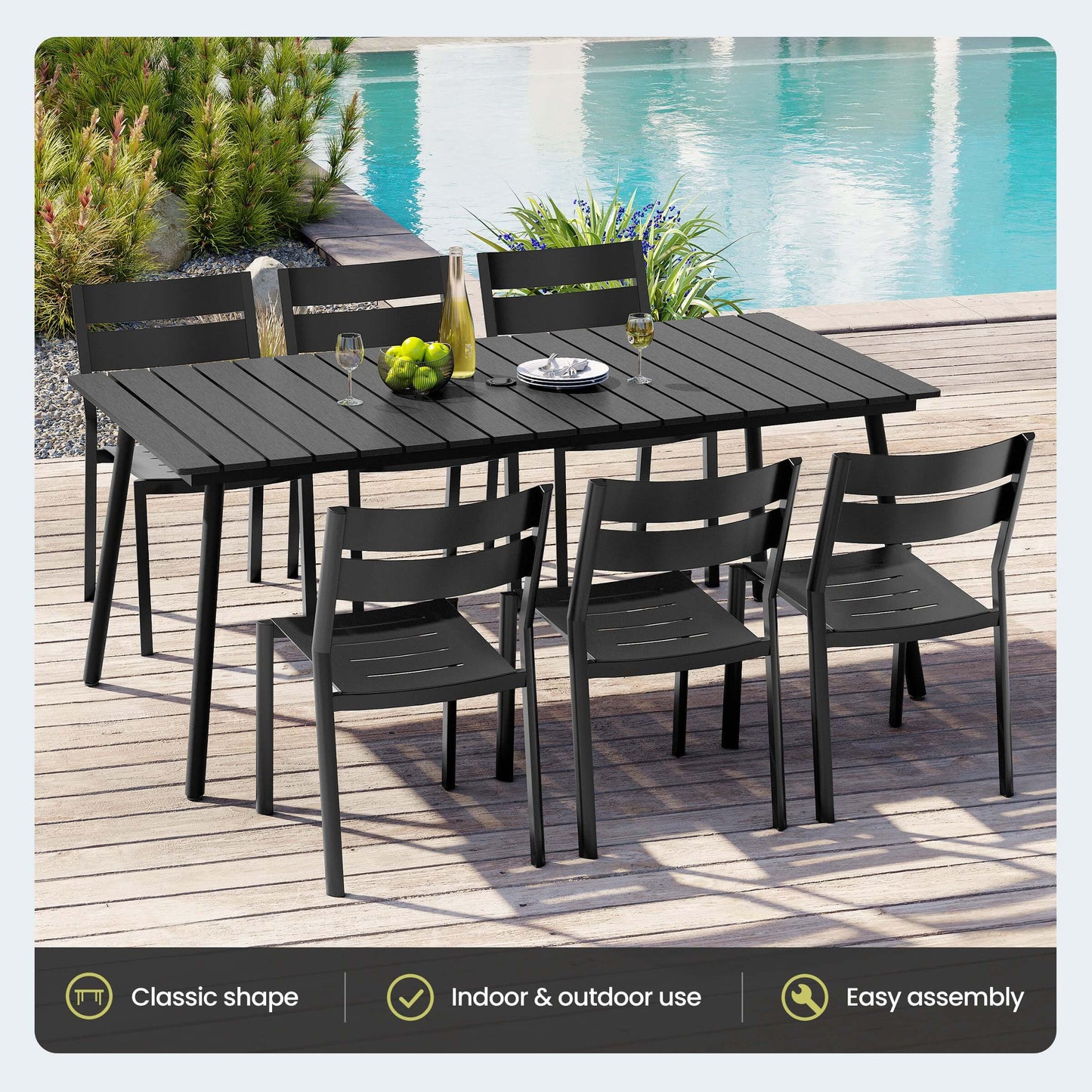 Aluminum Outdoor Dining Table with Umbrella Hole