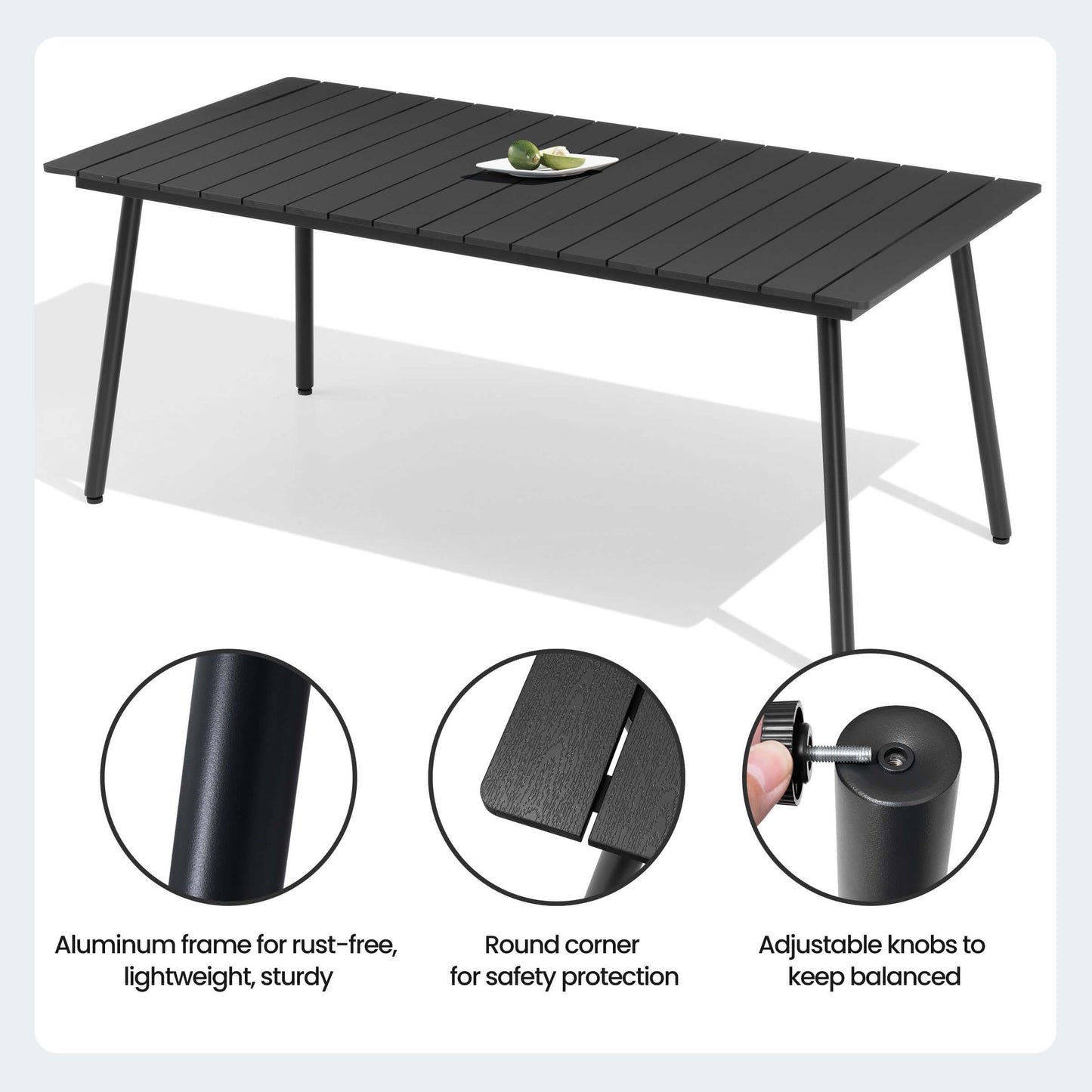 Aluminum Outdoor Dining Table with Umbrella Hole