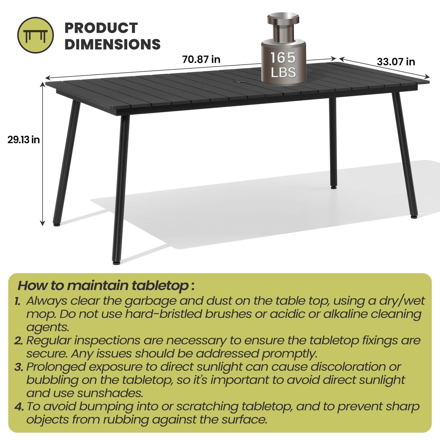 Aluminum Outdoor Dining Table with Umbrella Hole