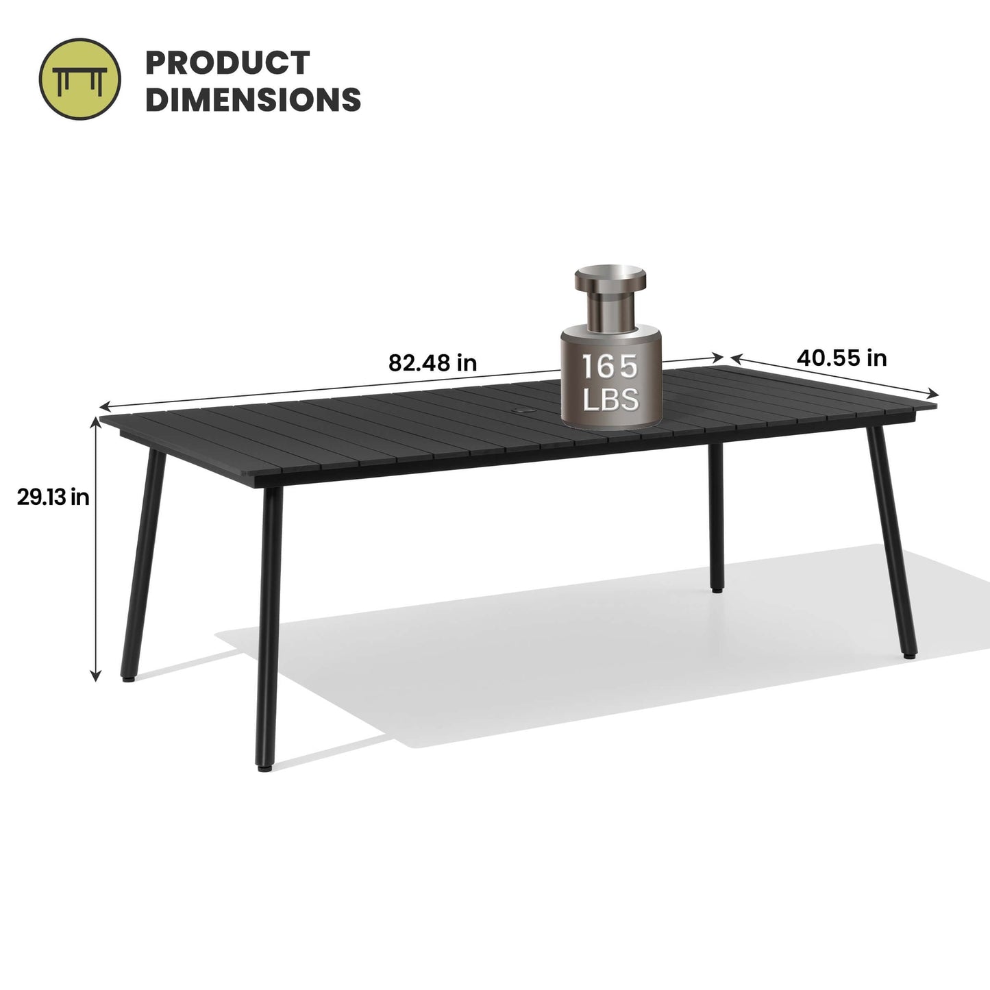 Aluminum Outdoor Dining Table with Umbrella Hole