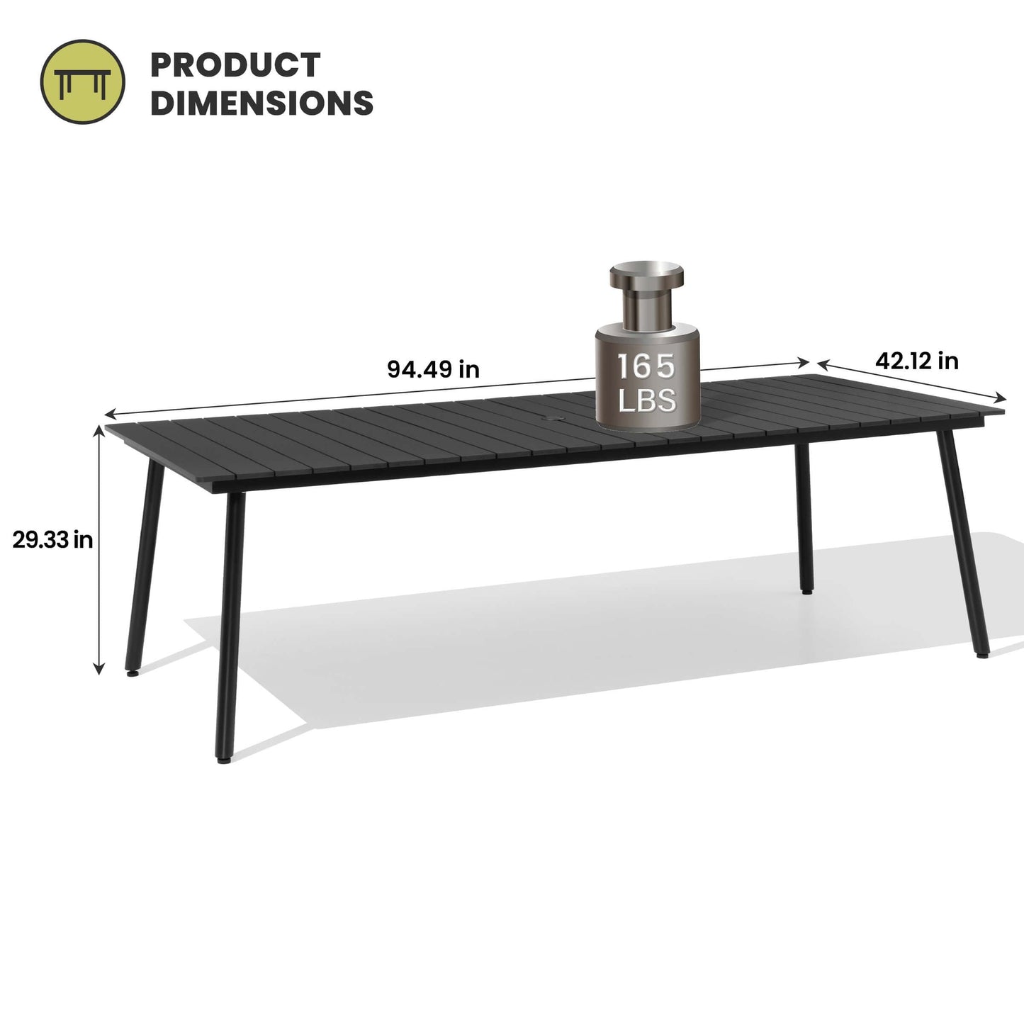 Aluminum Outdoor Dining Table with Umbrella Hole