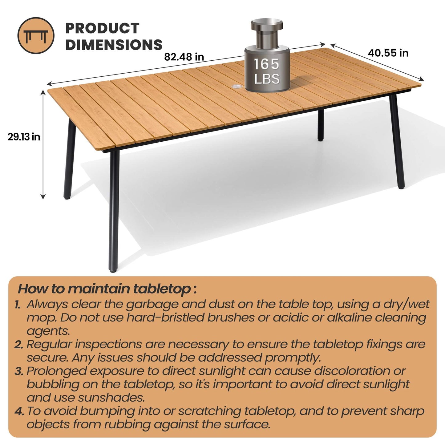 Aluminum Outdoor Dining Table with Umbrella Hole