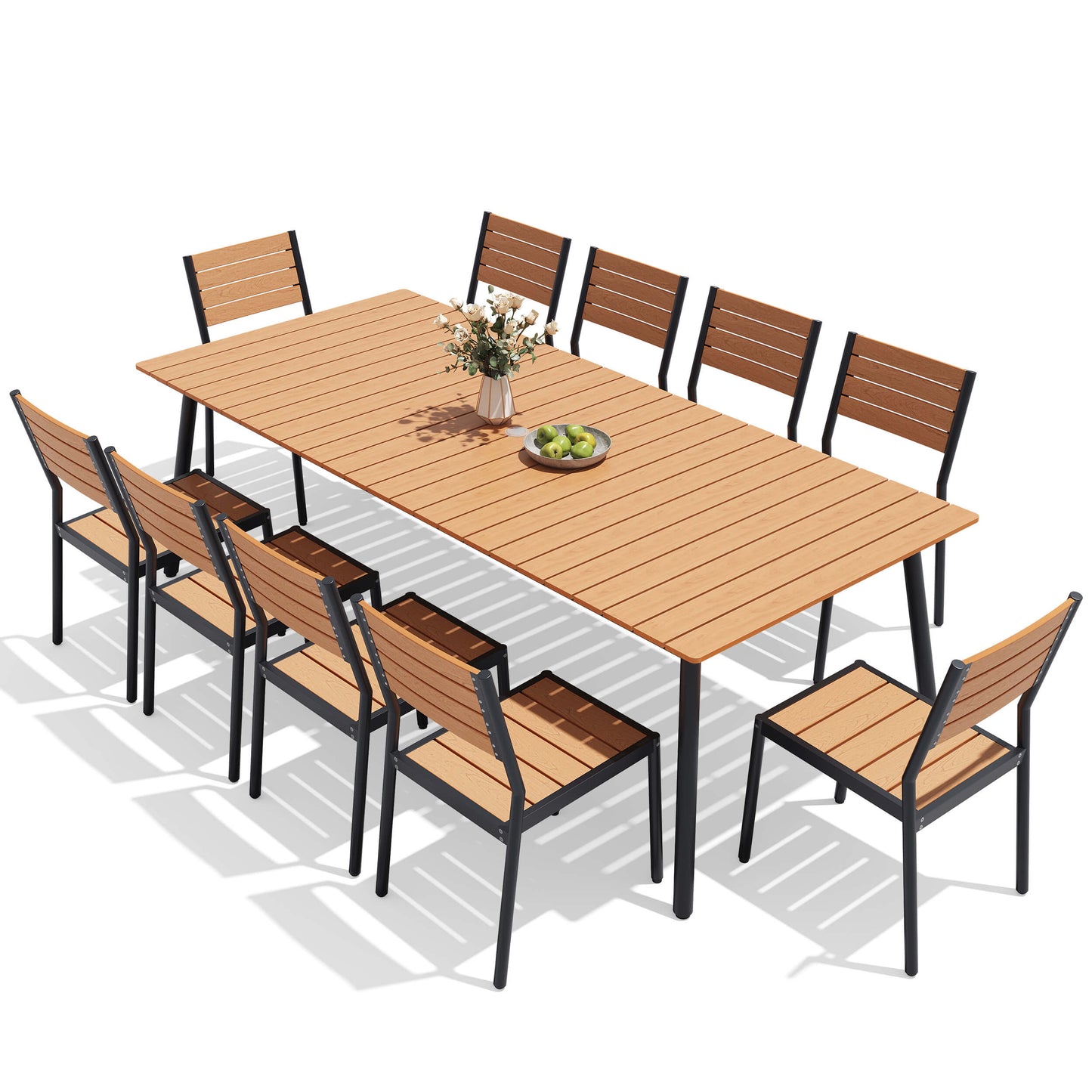 Aluminum Dining Set with Umbrella Hole & Polywood Chairs