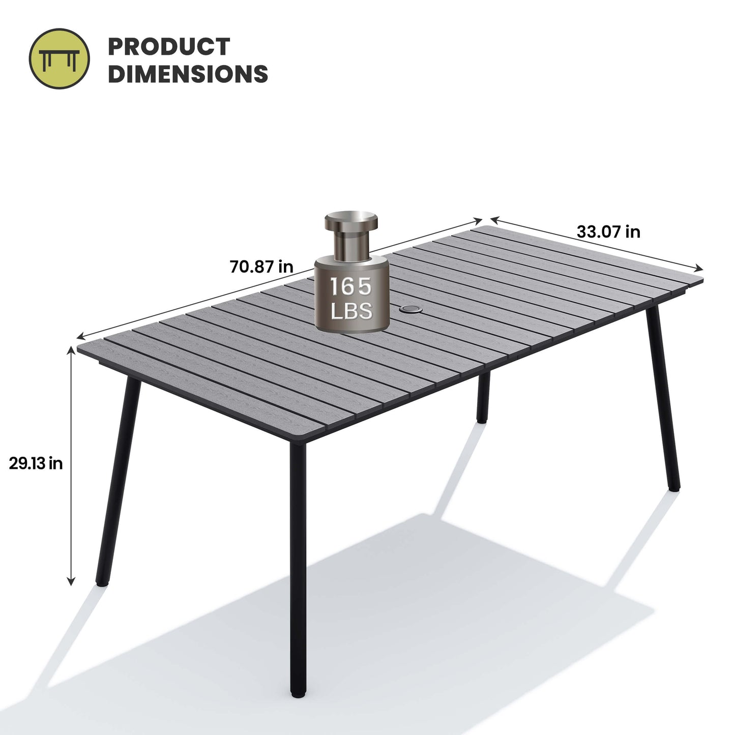 Aluminum Outdoor Dining Table with Umbrella Hole