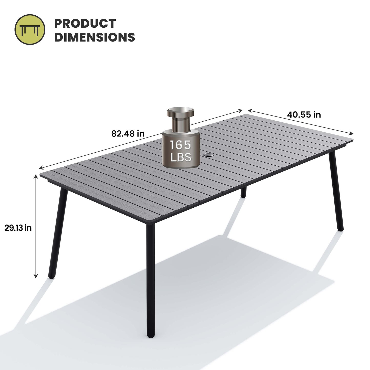Aluminum Outdoor Dining Table with Umbrella Hole