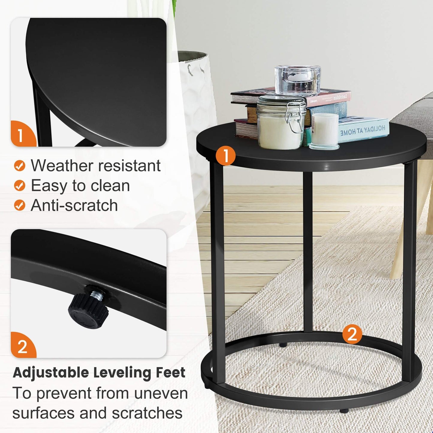 18x18" Round Metal Outdoor Side Table