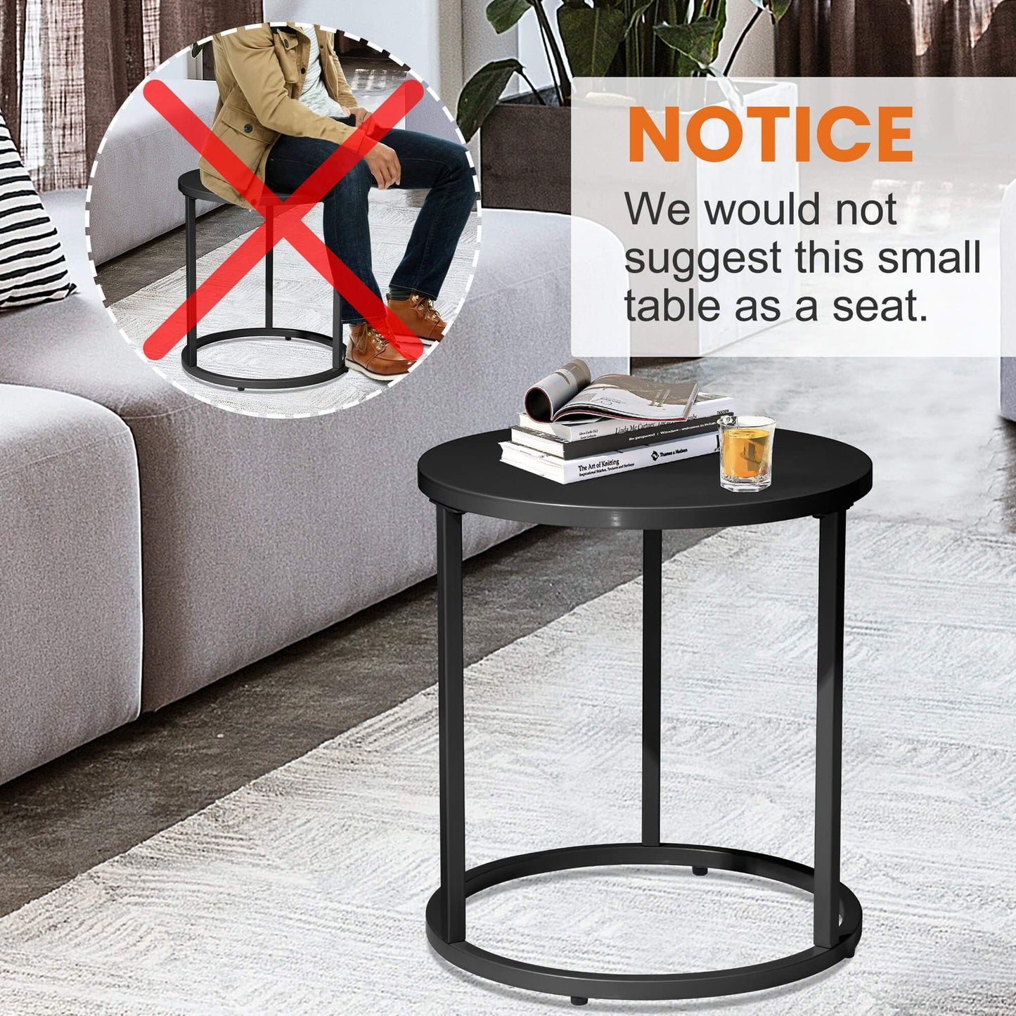 18x18" Round Metal Outdoor Side Table