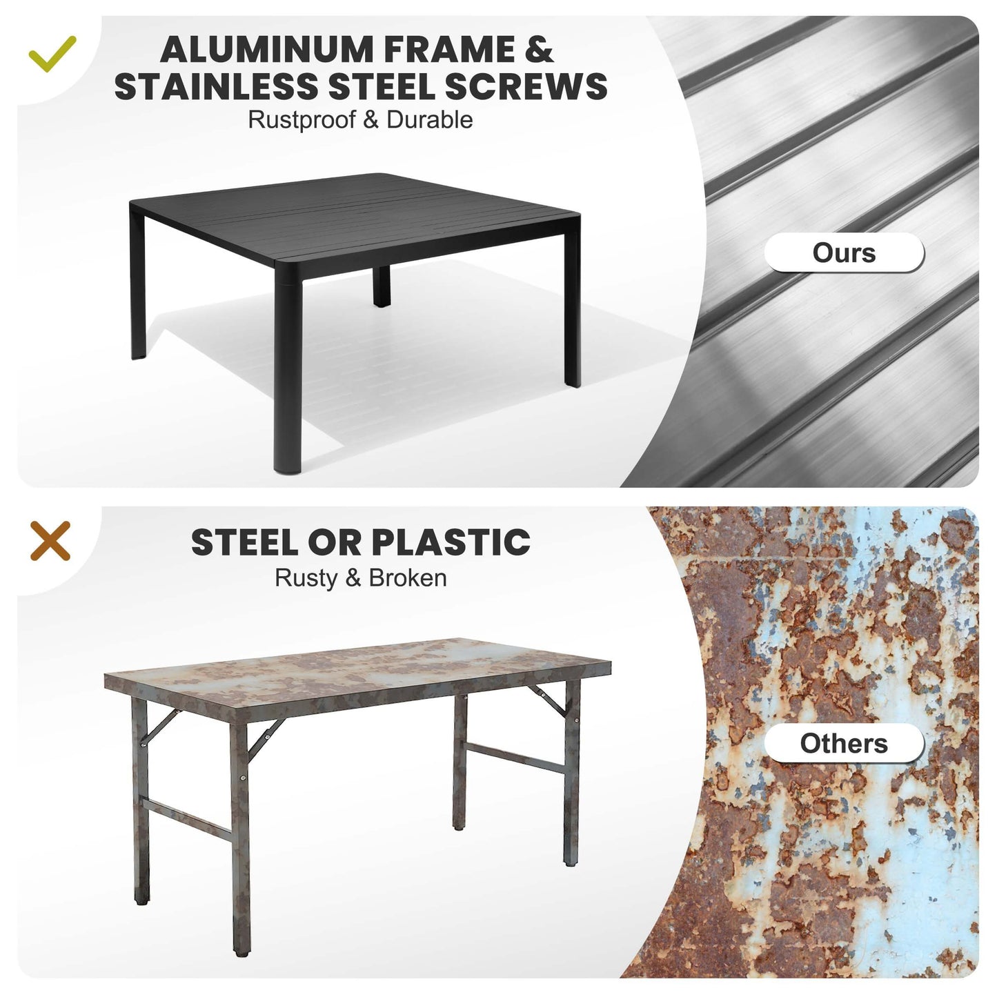 59x38" Aluminum Expandable Outdoor Dining Table