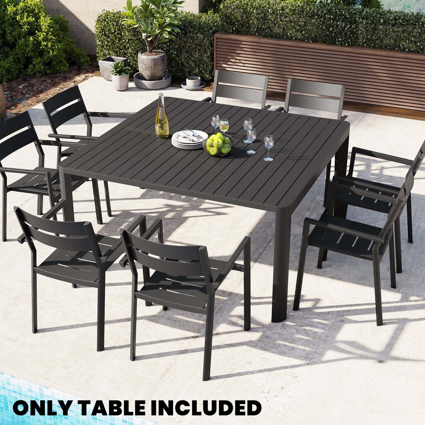 59x38" Aluminum Expandable Outdoor Dining Table