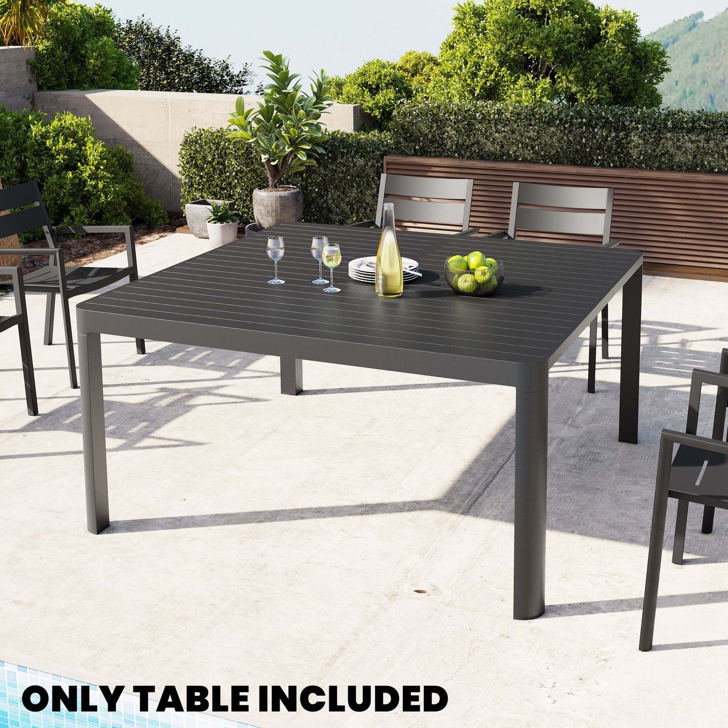 59x38" Aluminum Expandable Outdoor Dining Table