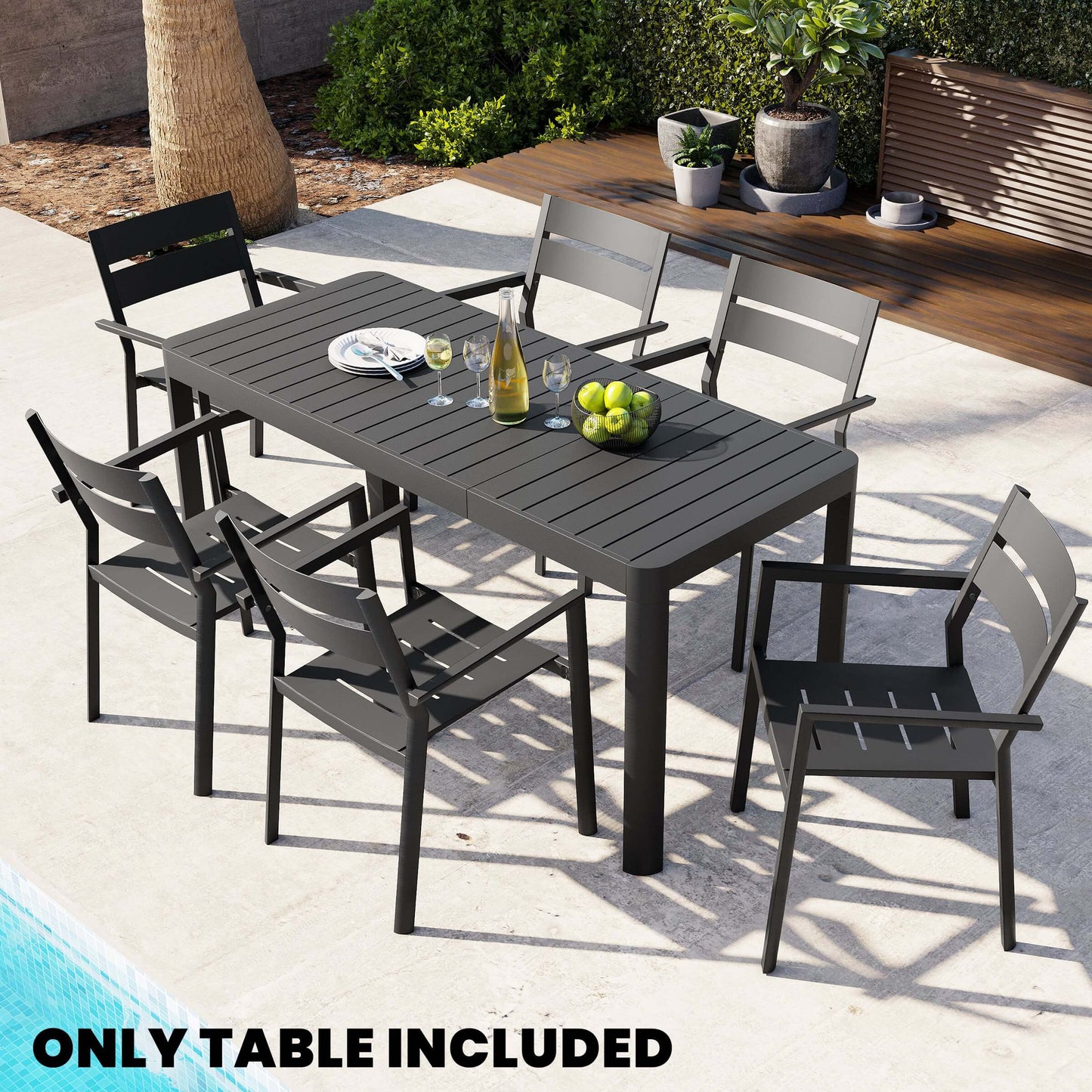 64x28" Expandable Aluminum Outdoor Dining Table