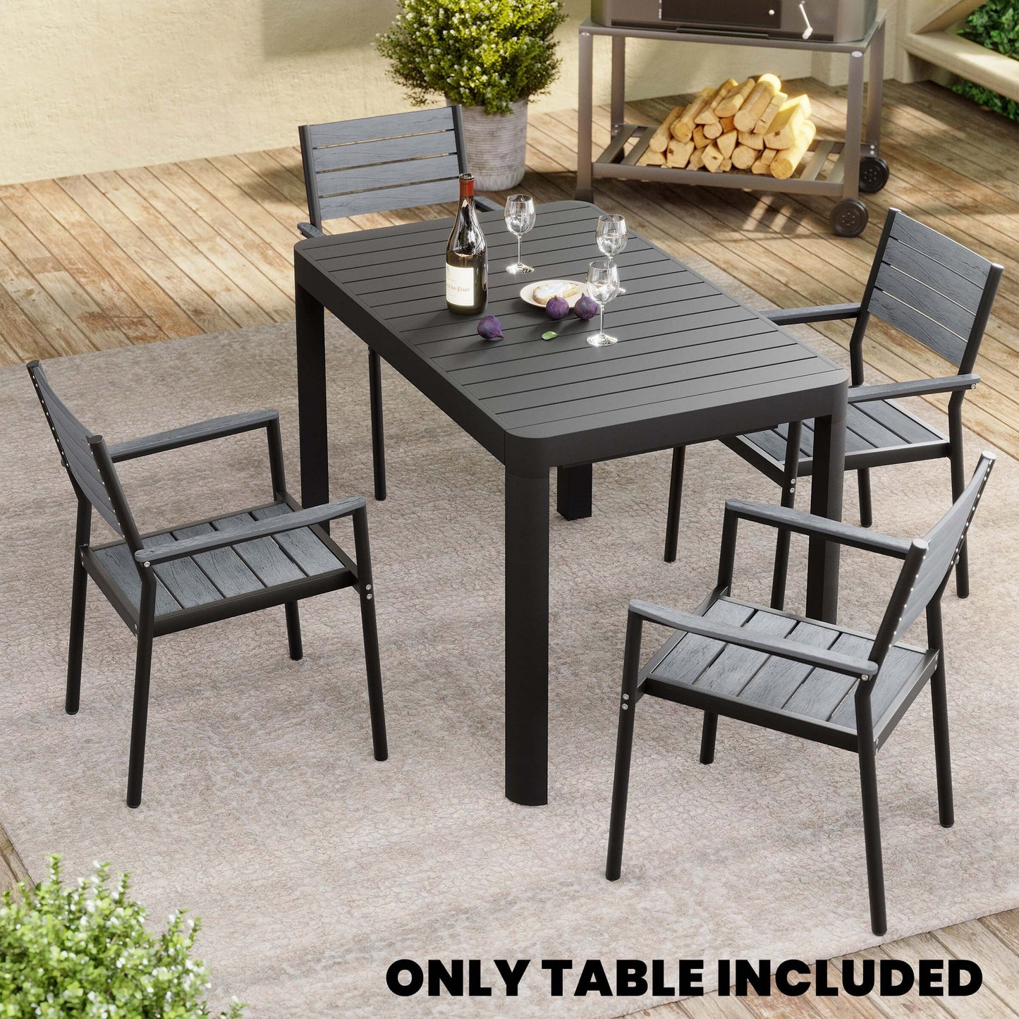 64x28" Expandable Aluminum Outdoor Dining Table