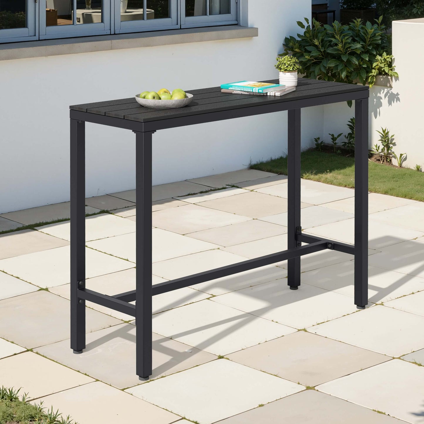 Outdoor Bar Table with Steel Frame