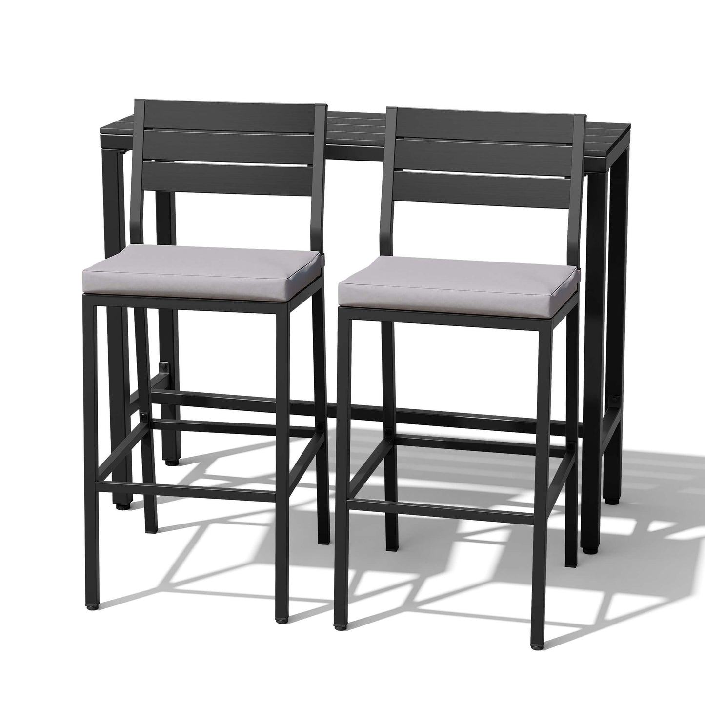 3-Piece Outdoor Bar Set with Wood-Plastic Table and Bar Chairs