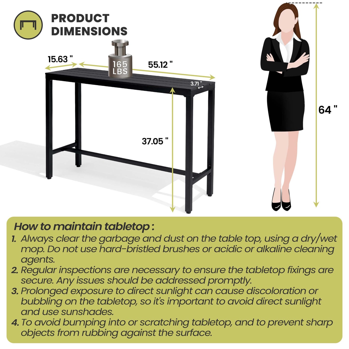 Outdoor Bar Table with Steel Frame