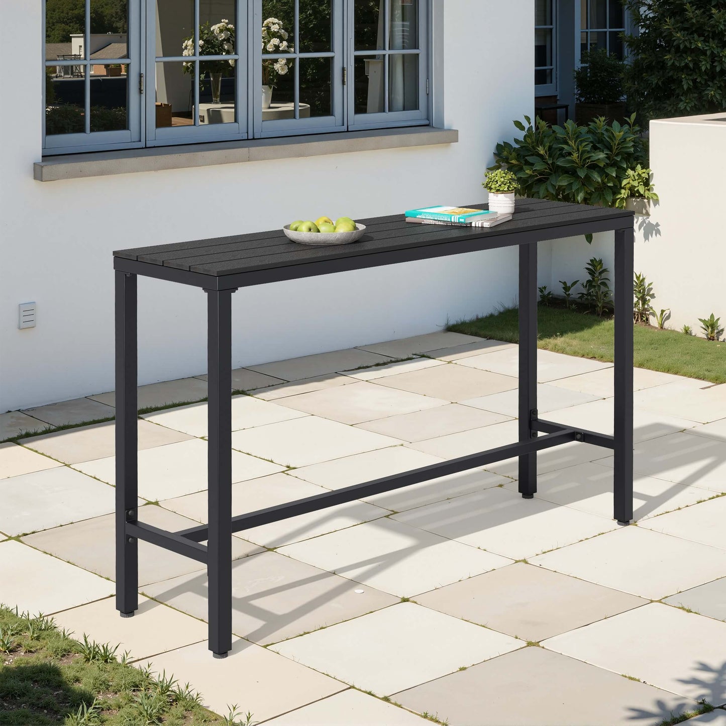 Outdoor Bar Table with Steel Frame