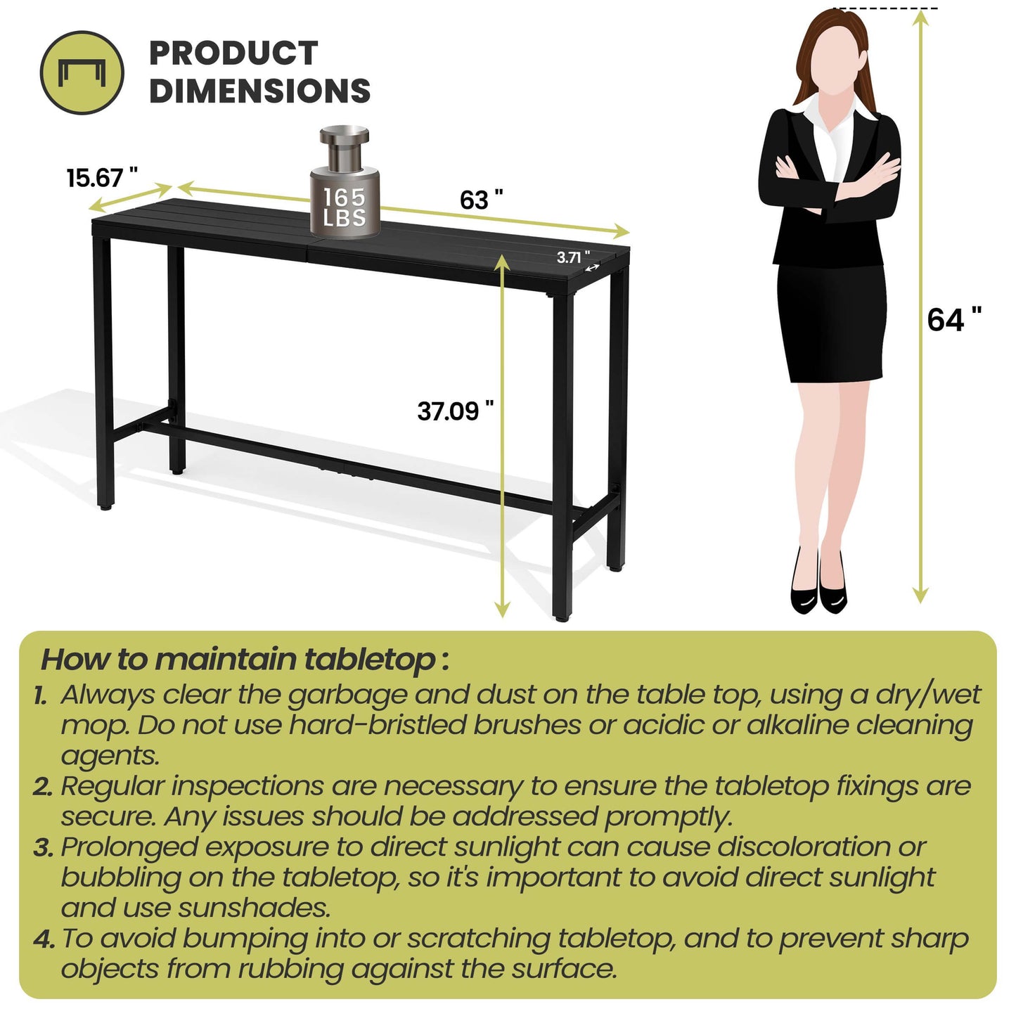 Outdoor Bar Table with Steel Frame