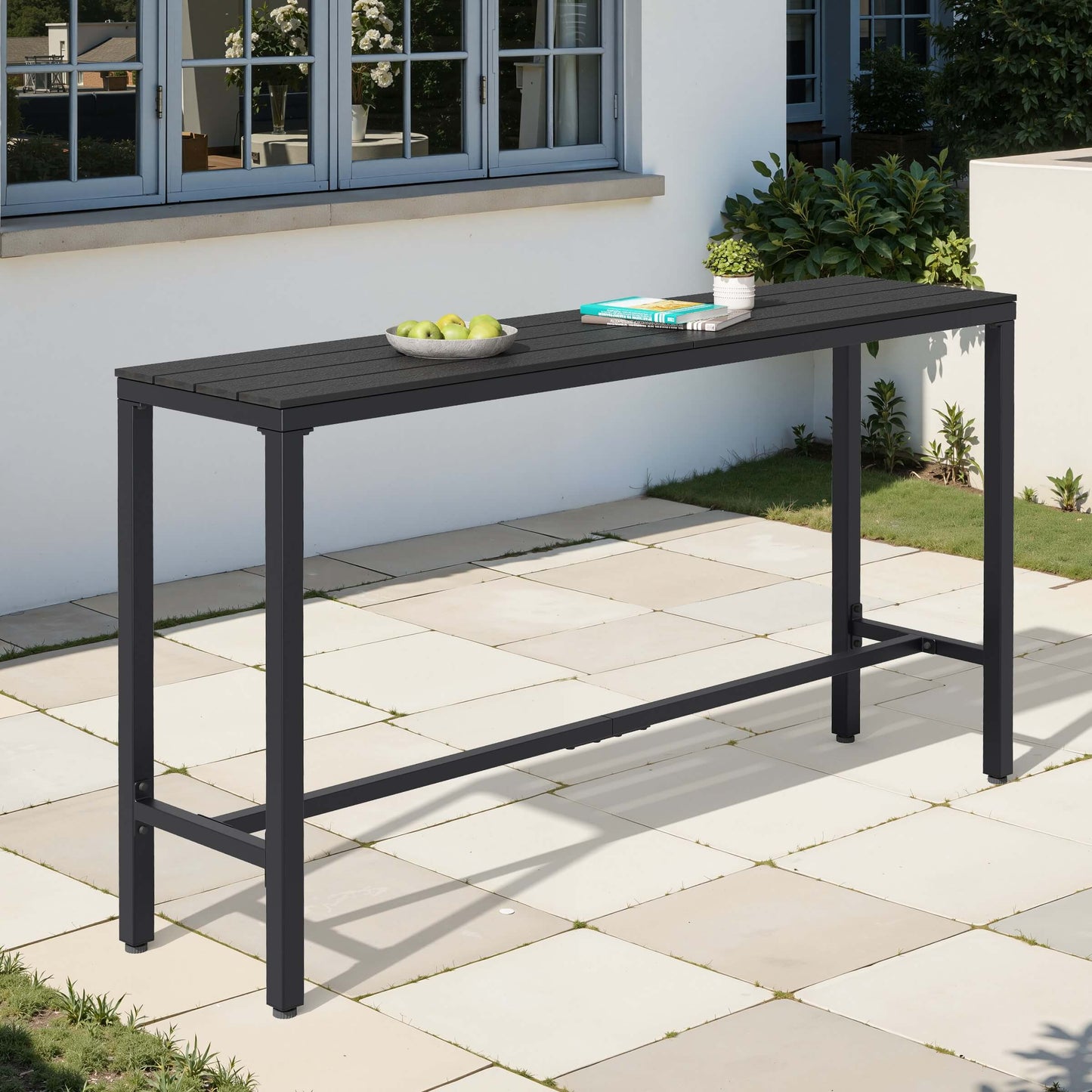 Outdoor Bar Table with Steel Frame