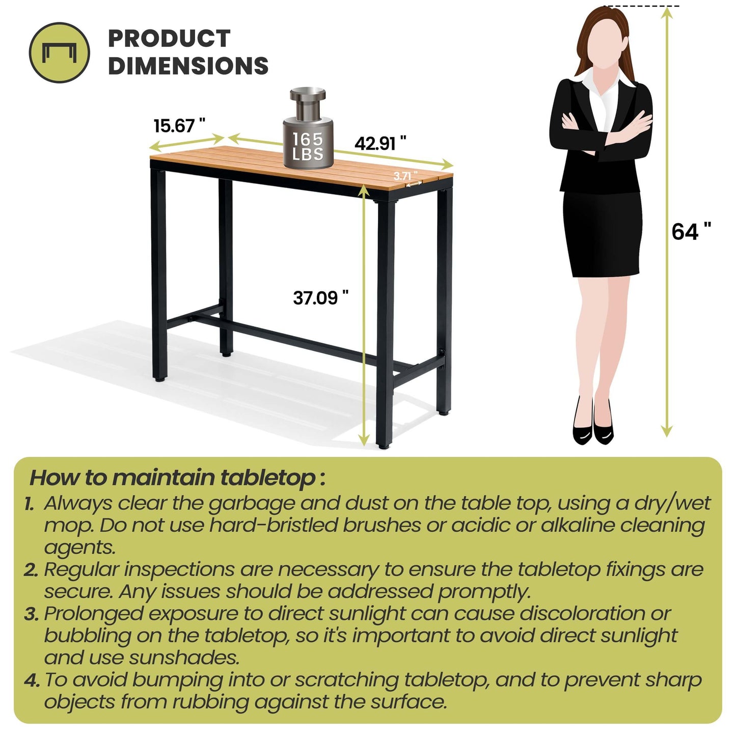 Outdoor Bar Table with Steel Frame