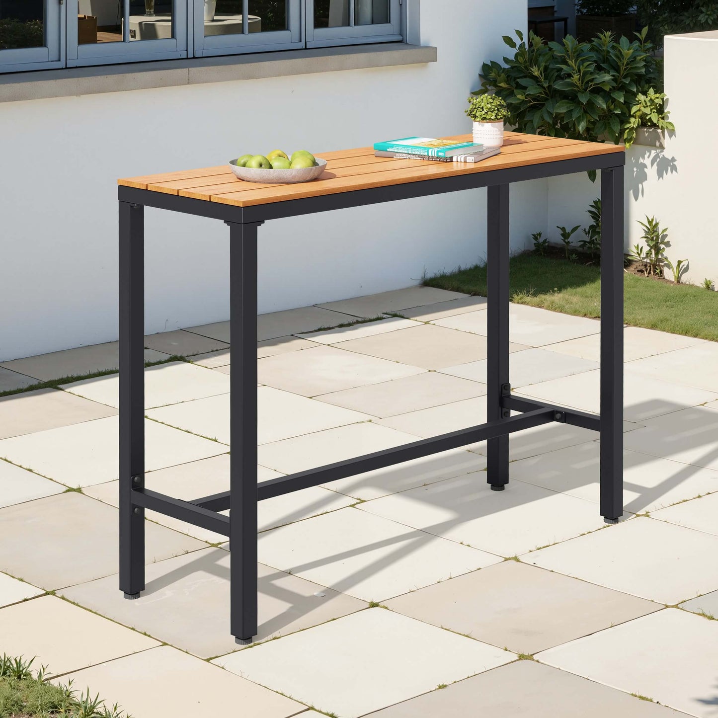 Outdoor Bar Table with Steel Frame