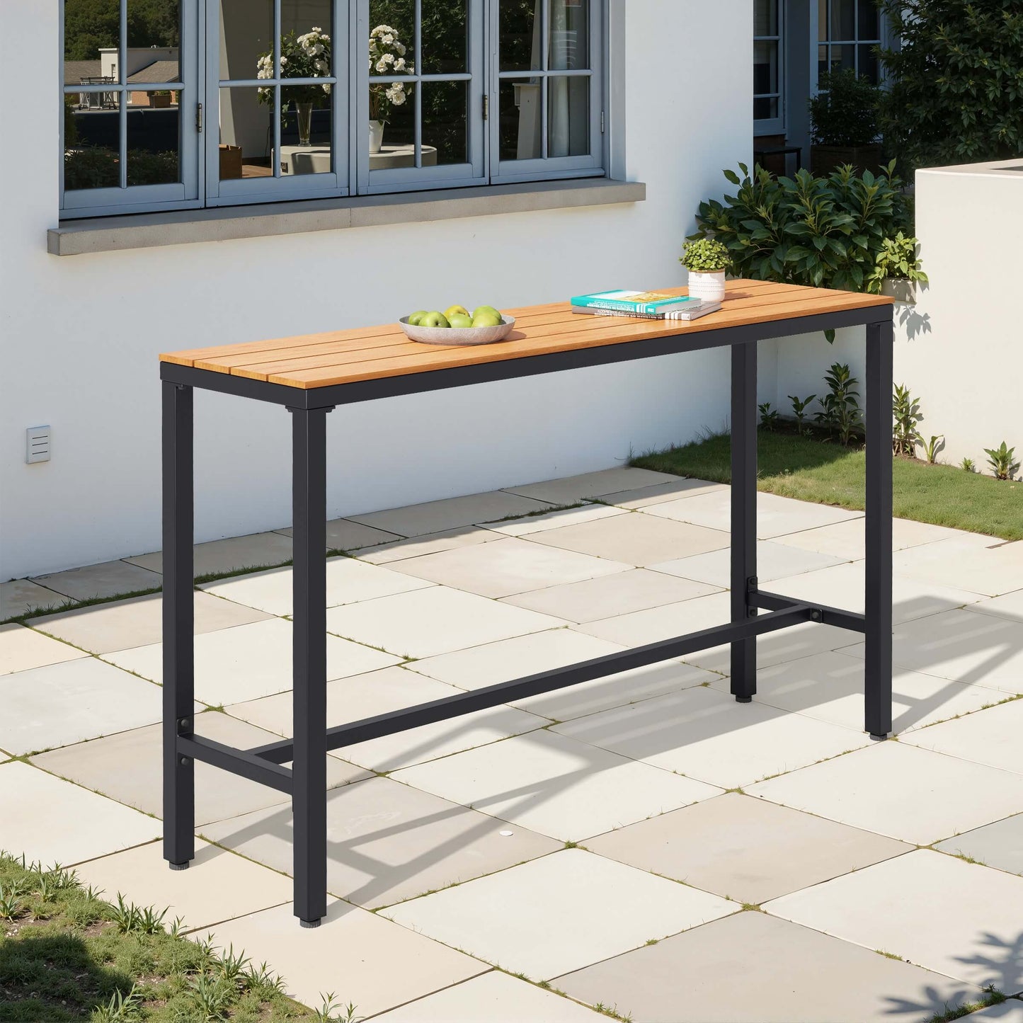 Outdoor Bar Table with Steel Frame