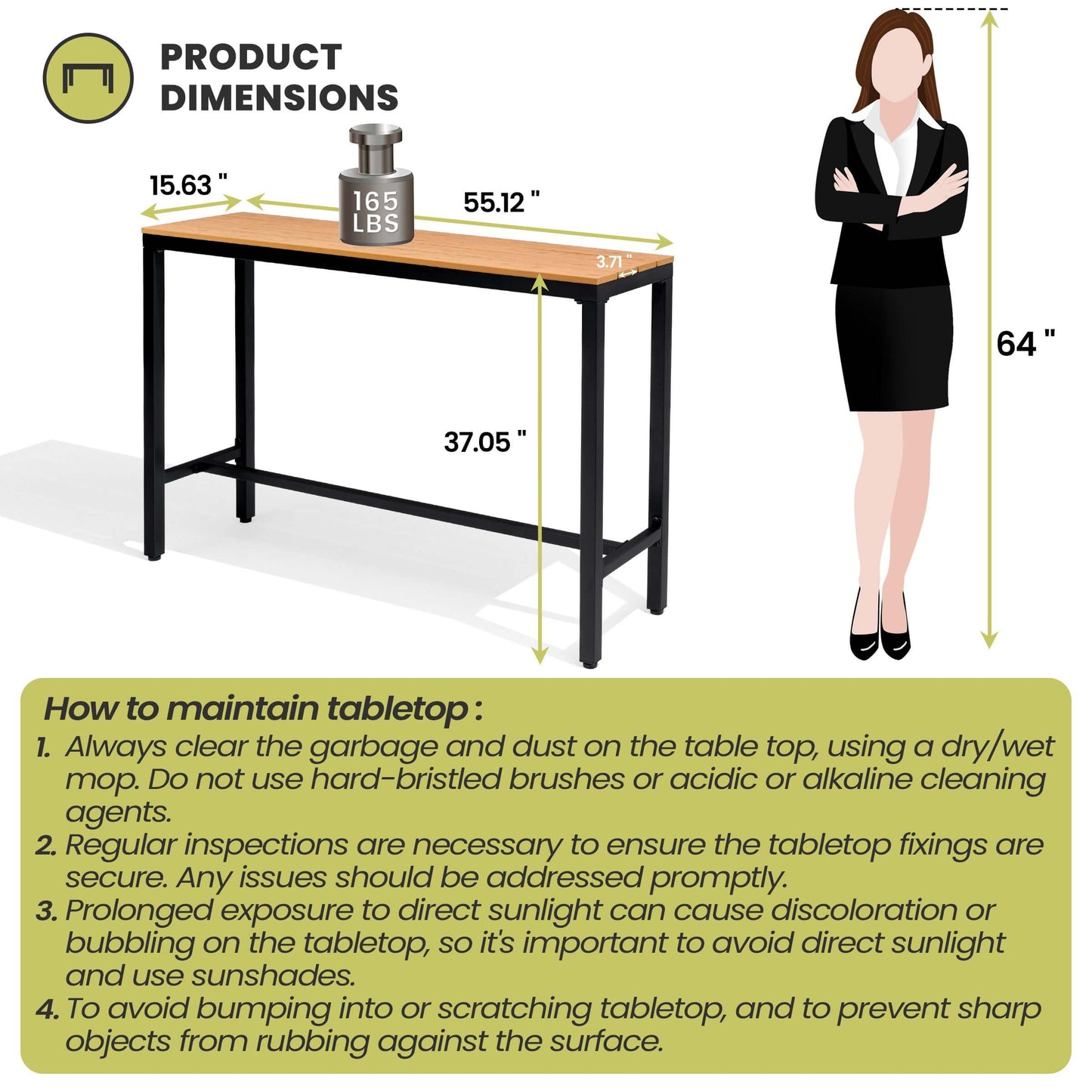 Outdoor Bar Table with Steel Frame