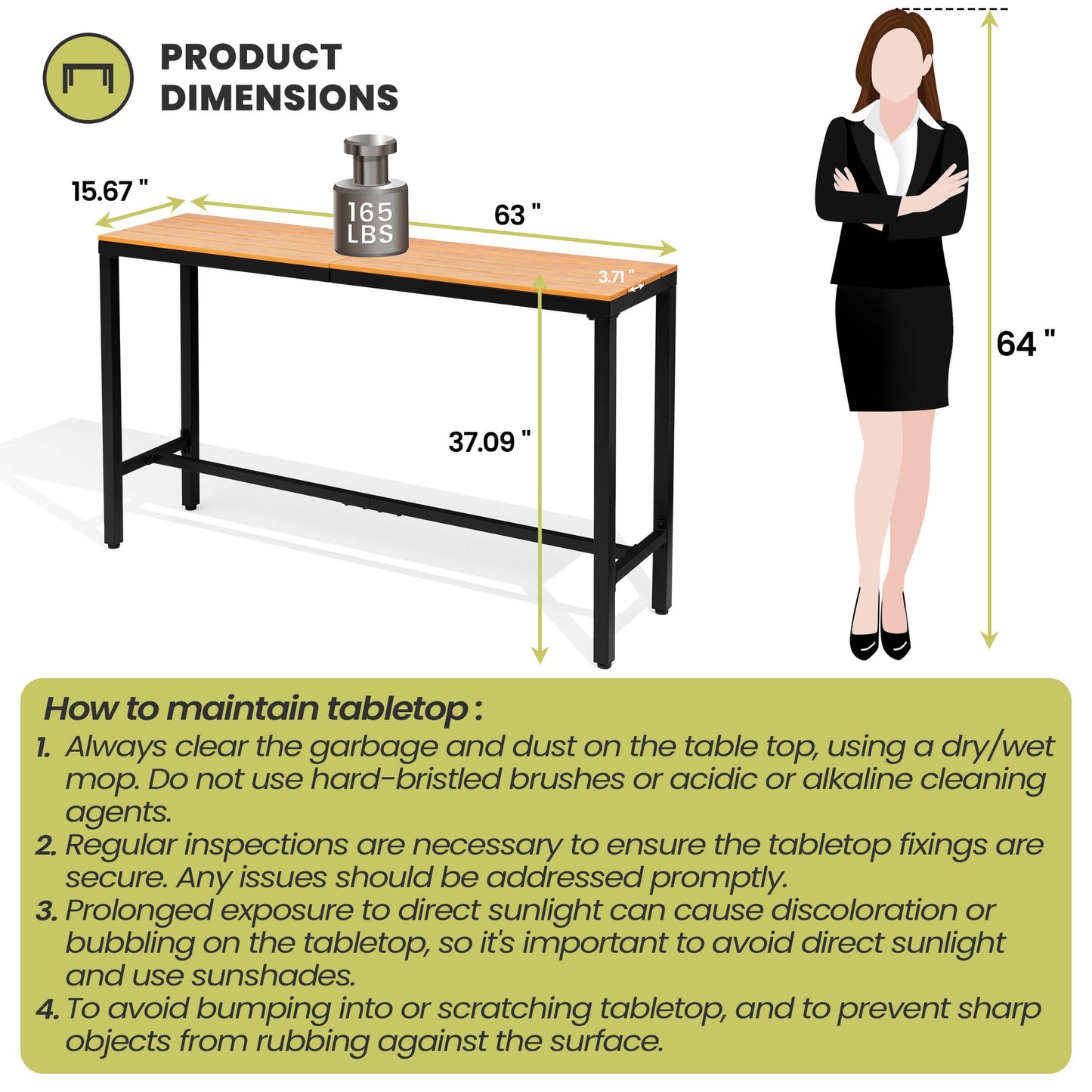 Outdoor Bar Table with Steel Frame