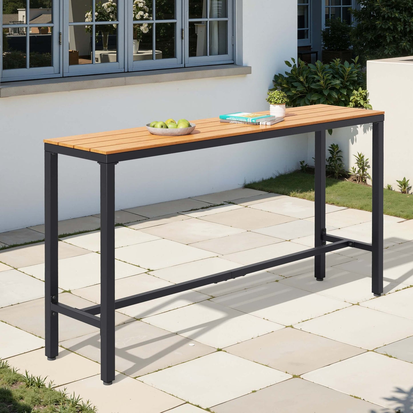 Outdoor Bar Table with Steel Frame