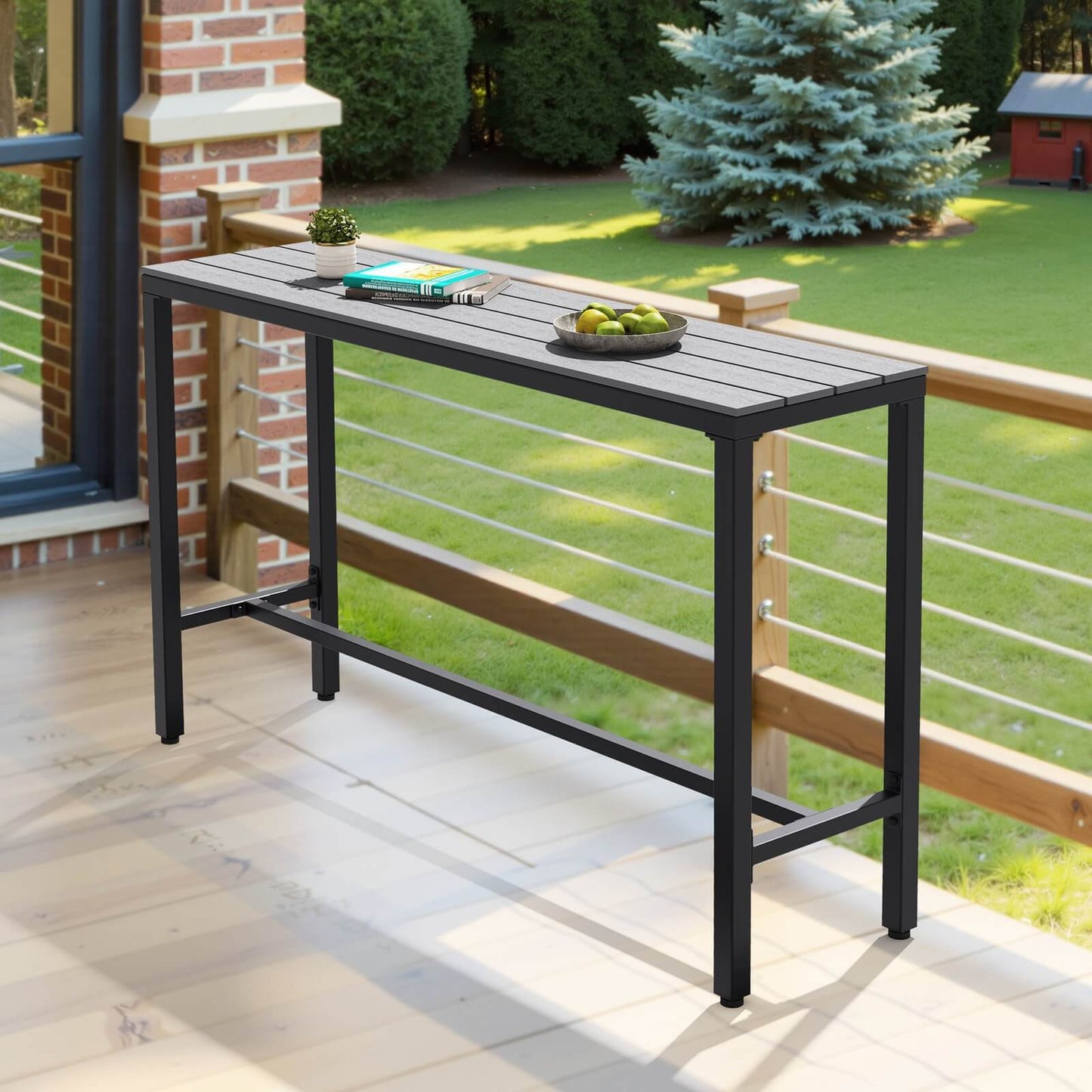 Outdoor Bar Table with Steel Frame