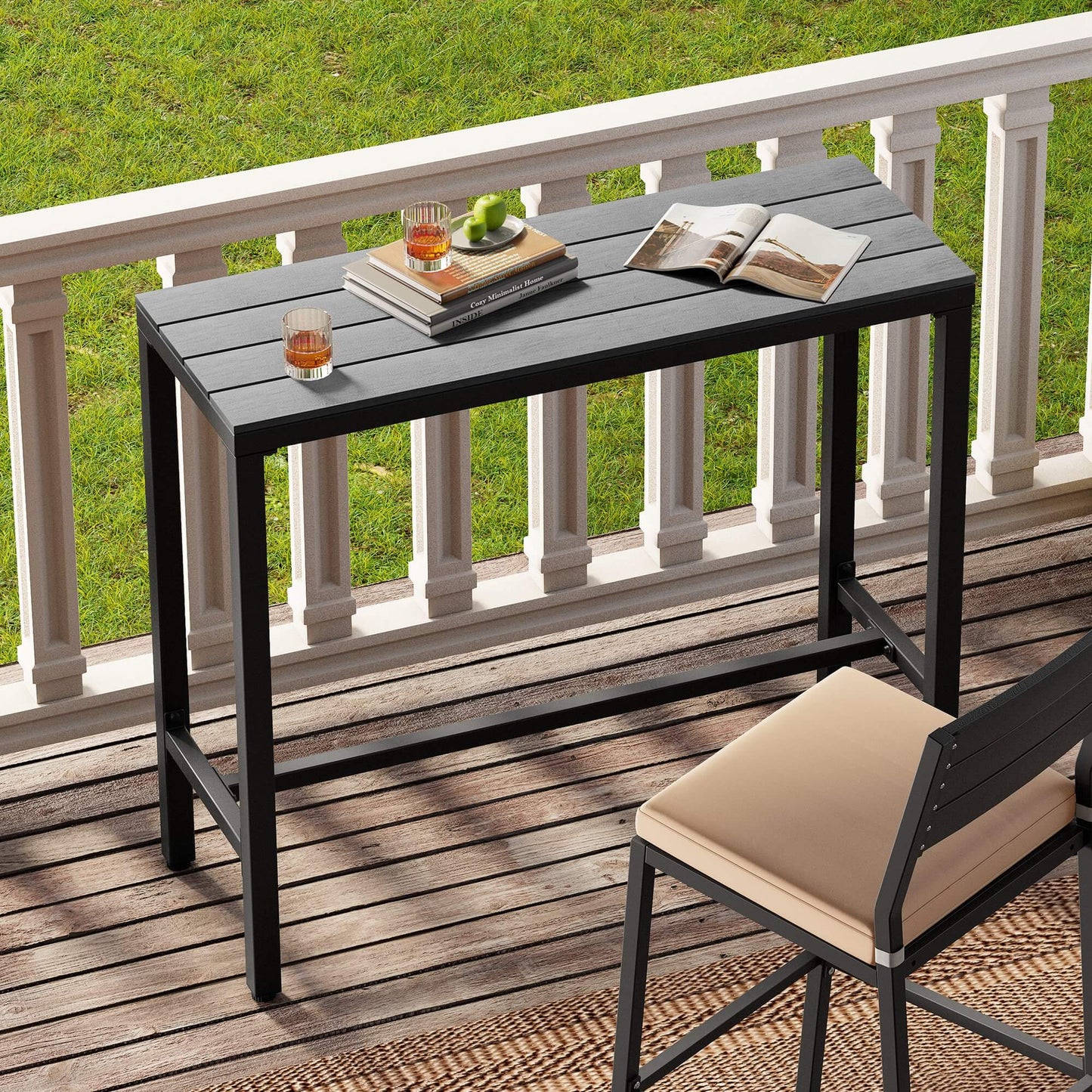 Outdoor Bar Table with Steel Frame
