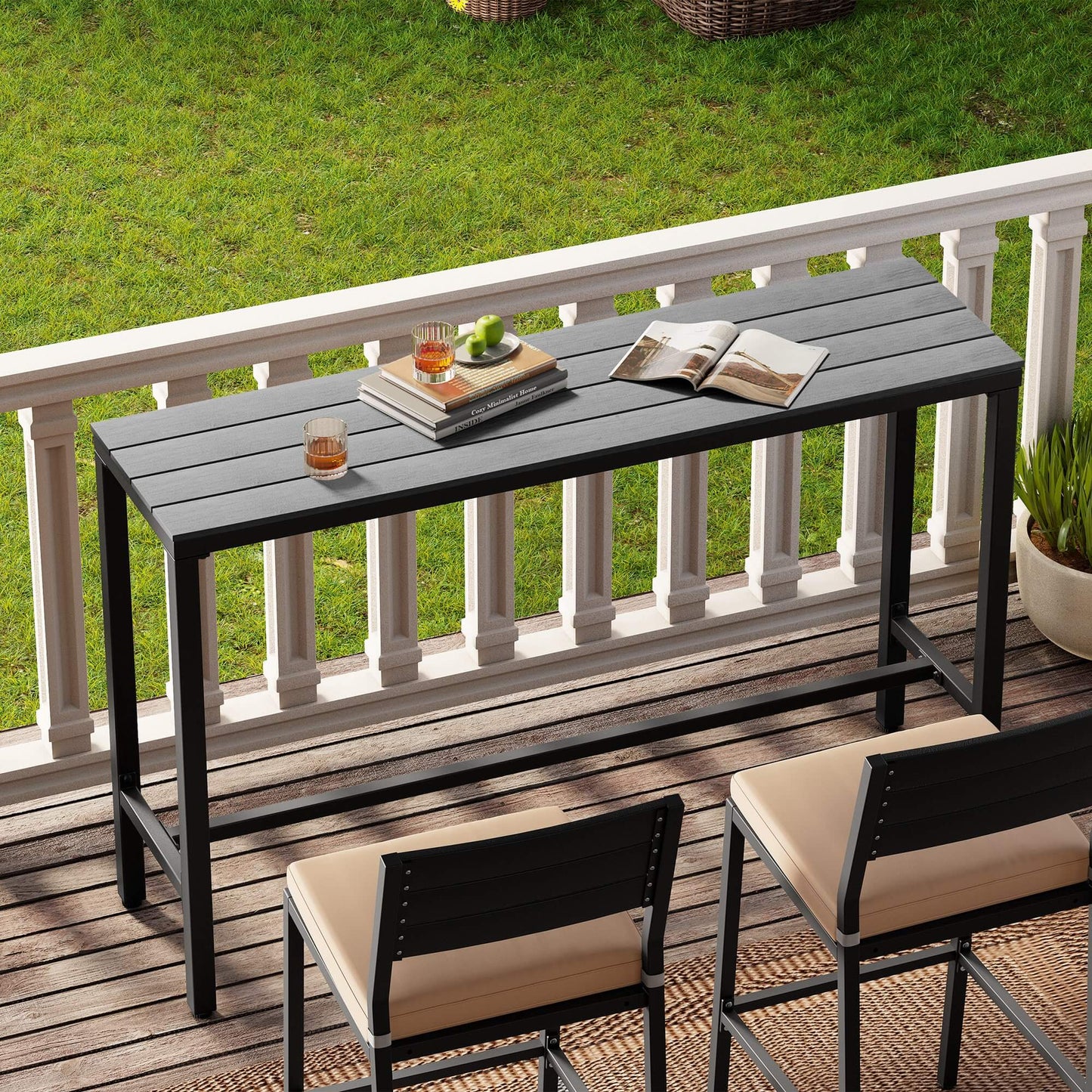 Outdoor Bar Table with Steel Frame
