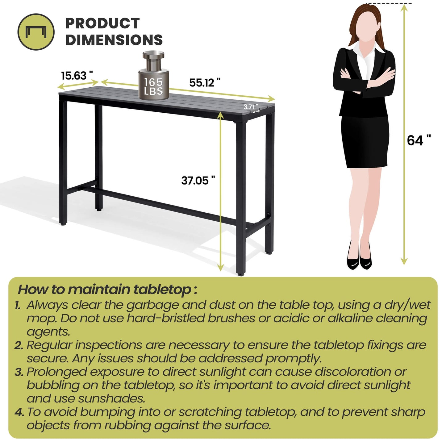 Outdoor Bar Table with Steel Frame