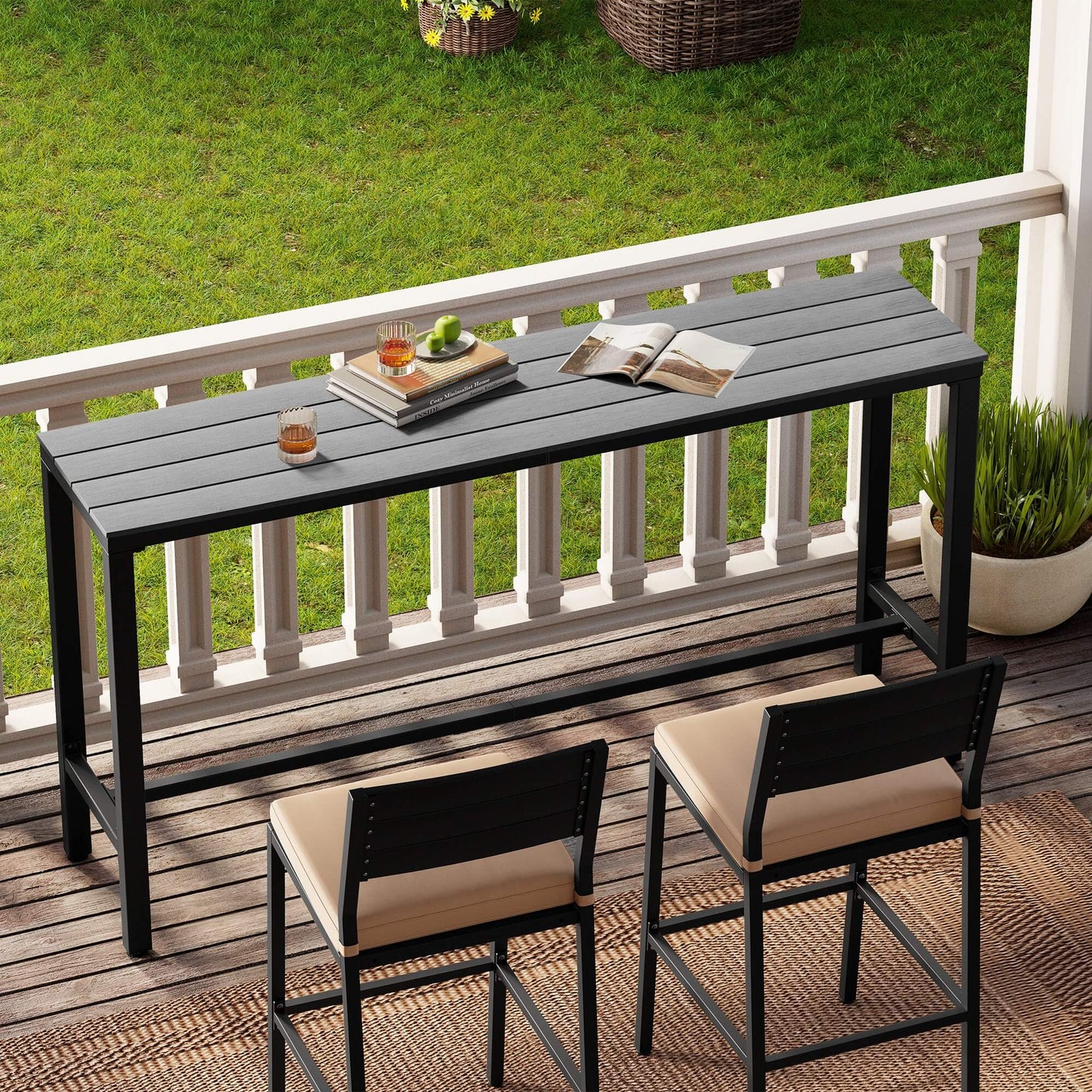 Outdoor Bar Table with Steel Frame