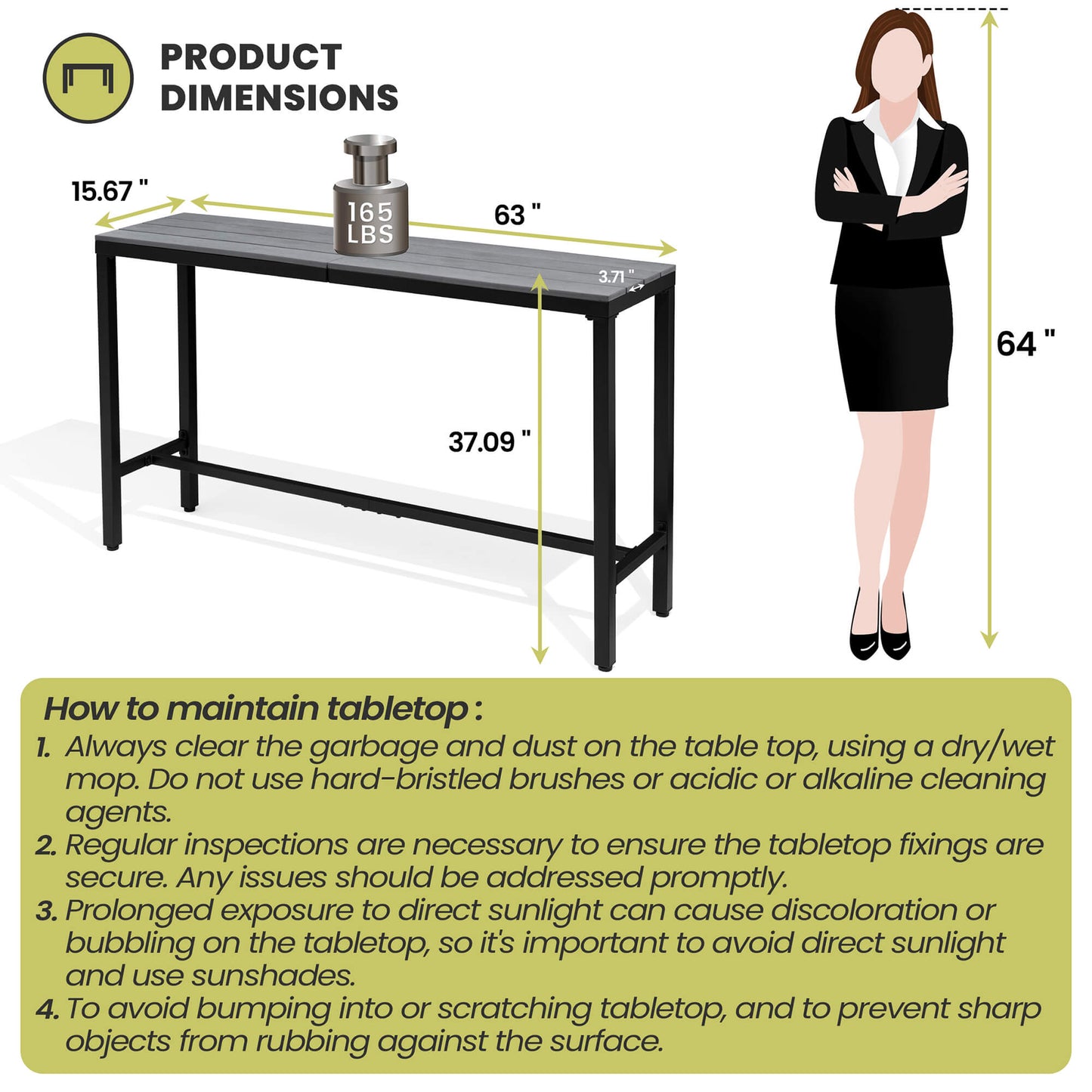 Outdoor Bar Table with Steel Frame